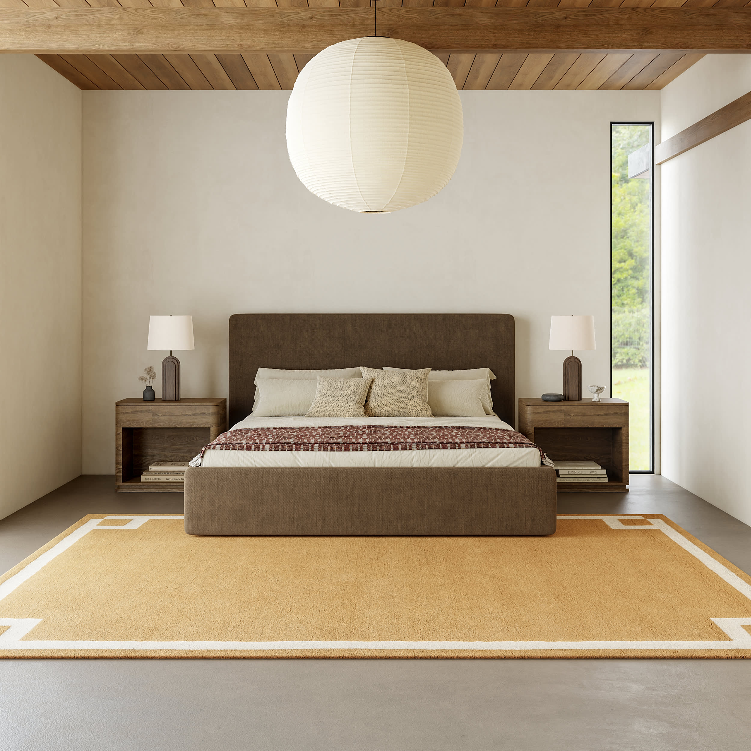 Grace Bordered Wool Rug | Golden Yellow - Image 7