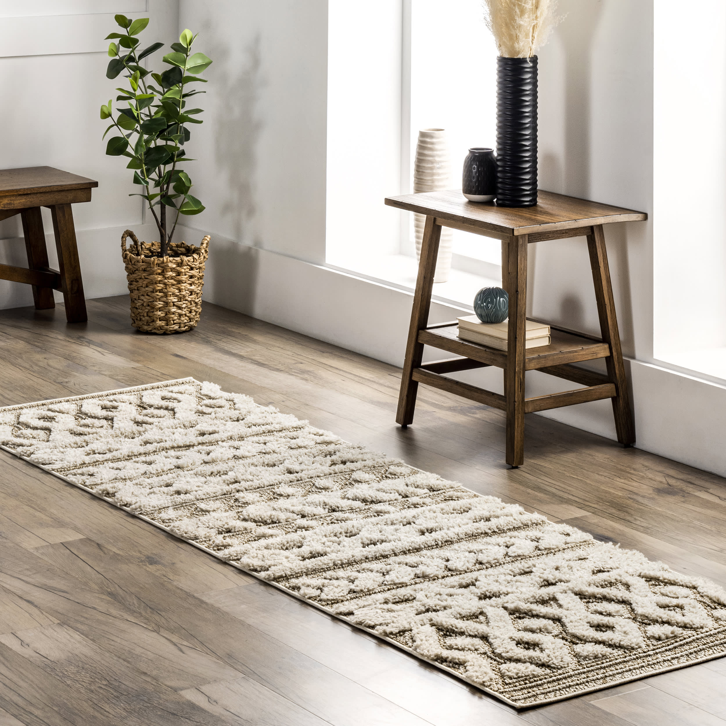 Gracy Textured Geometric Rug | Beige - Image 2