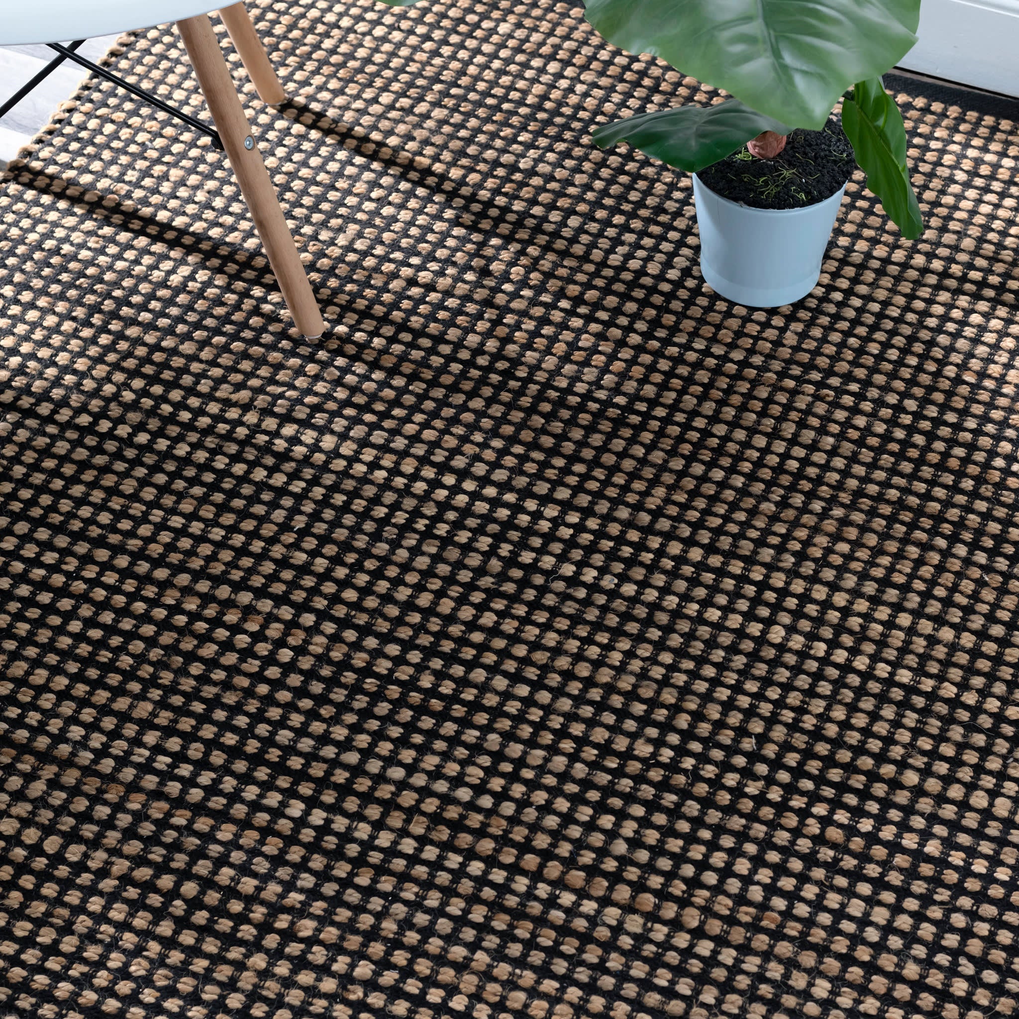 Gravel Handwoven Jute Rug | Black/Natural - Image 2