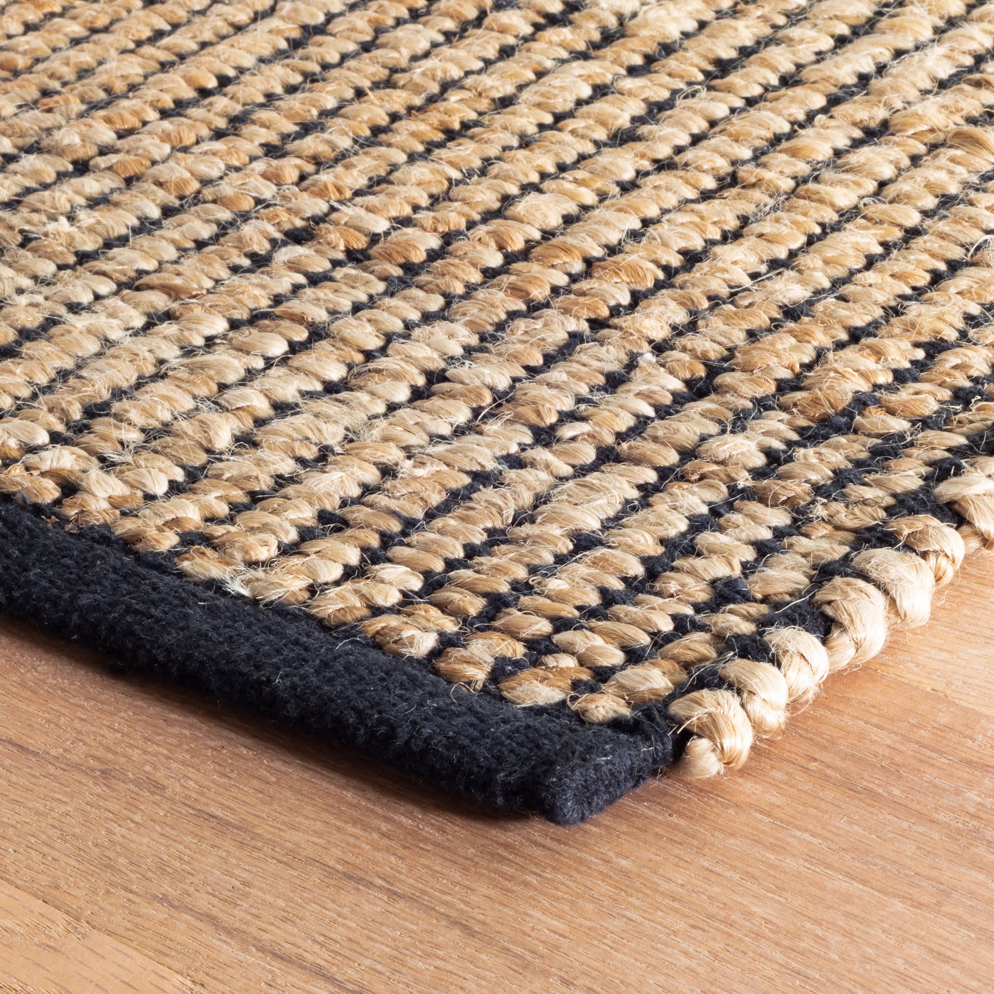 Gridwork Handwoven Jute Rug | Black - Image 5