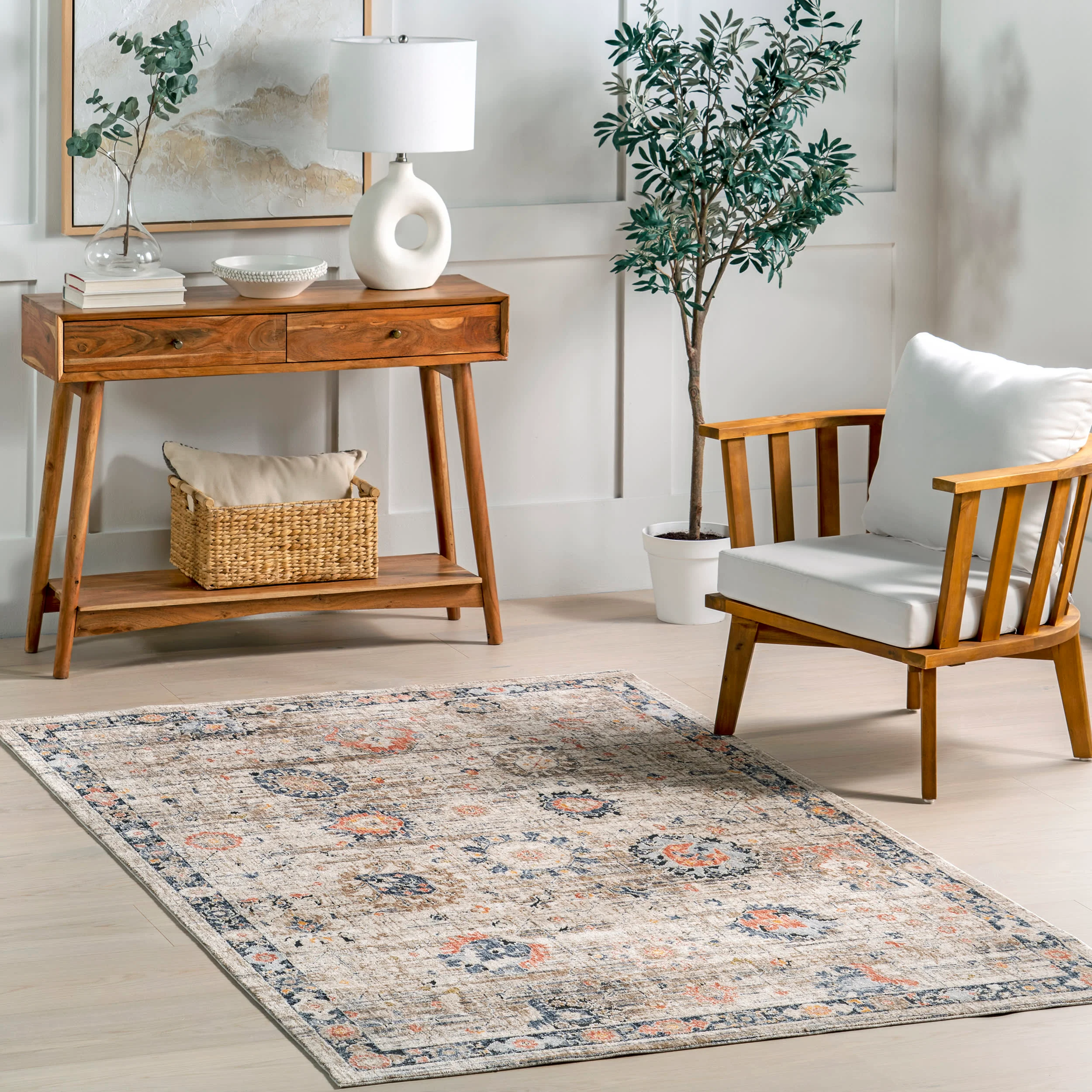 Halley Traditional Vintage Rug | Beige - Image 2