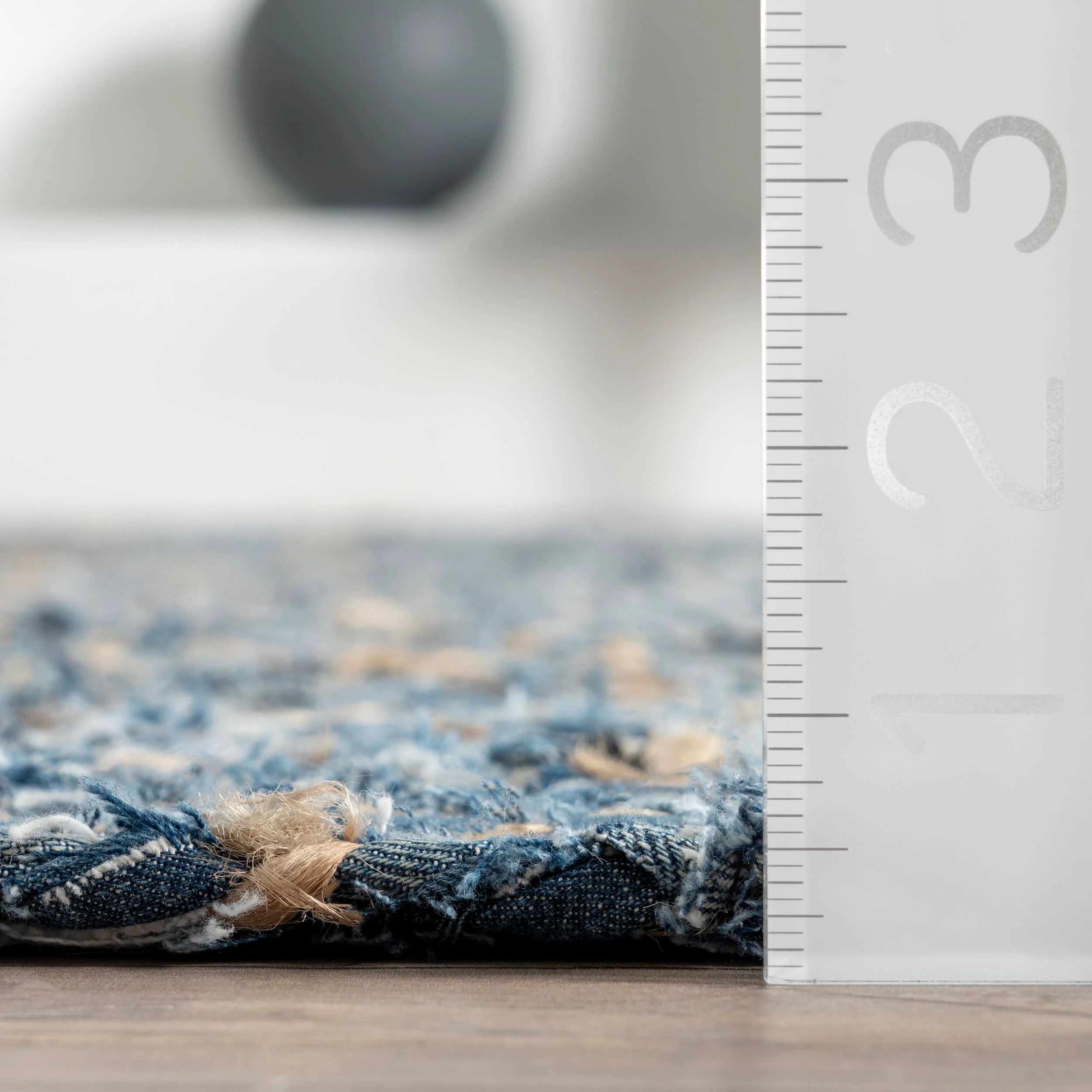 Hand Braided Denim And Jute Interwoven Solid Rug | Denim - Image 5