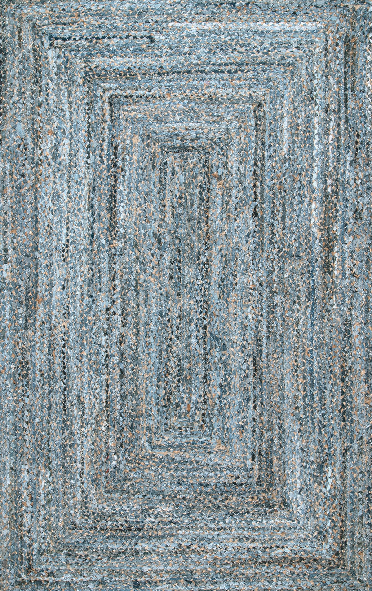 Hand Braided Denim And Jute Interwoven Solid Rug | Denim