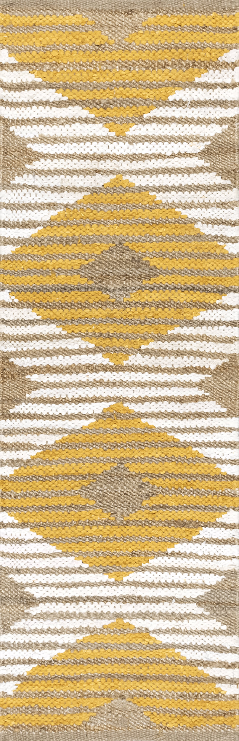Hand Braided Denim And Jute Striped Diamonds Rug | Yellow