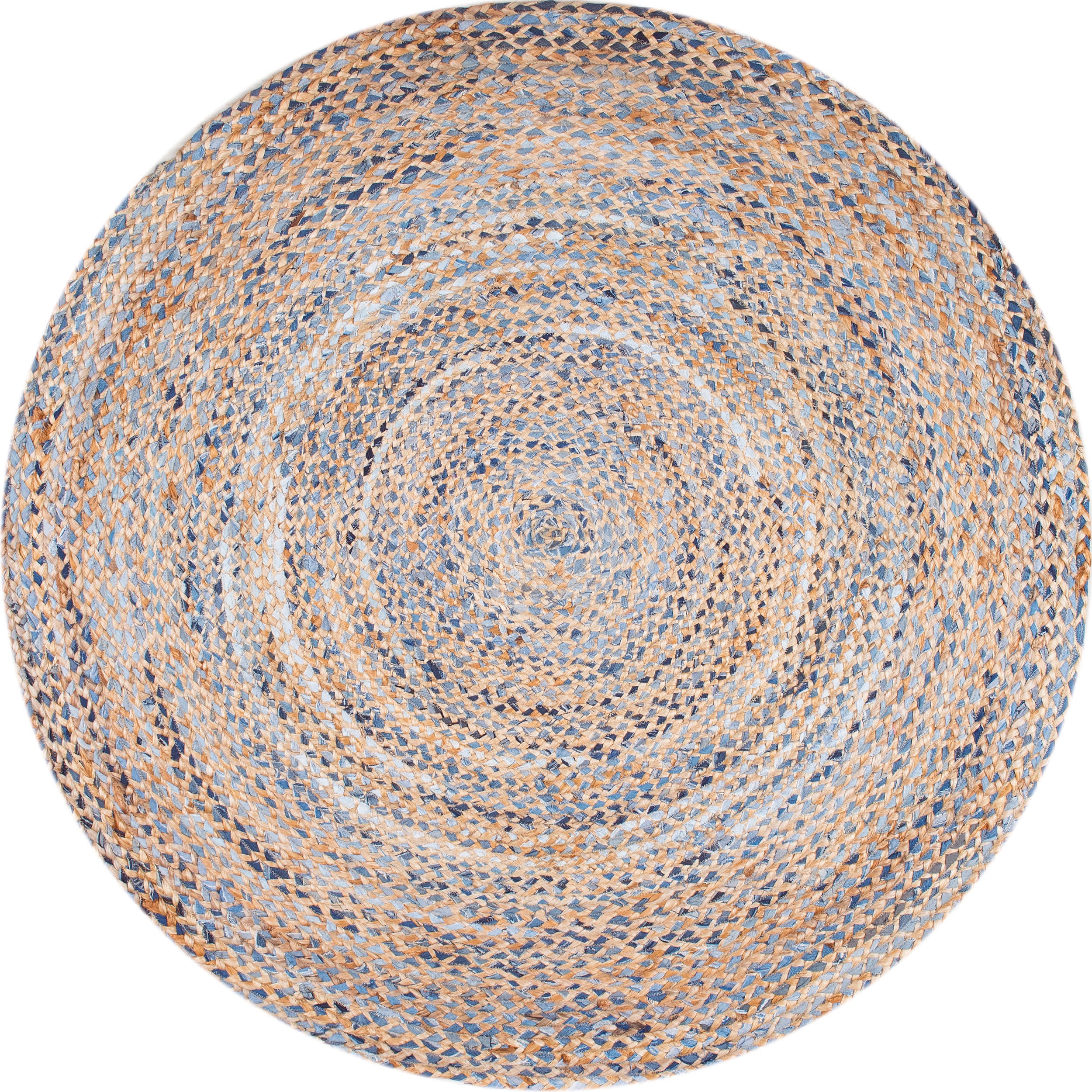 Hand Braided Twined Jute And Denim Rug | Blue