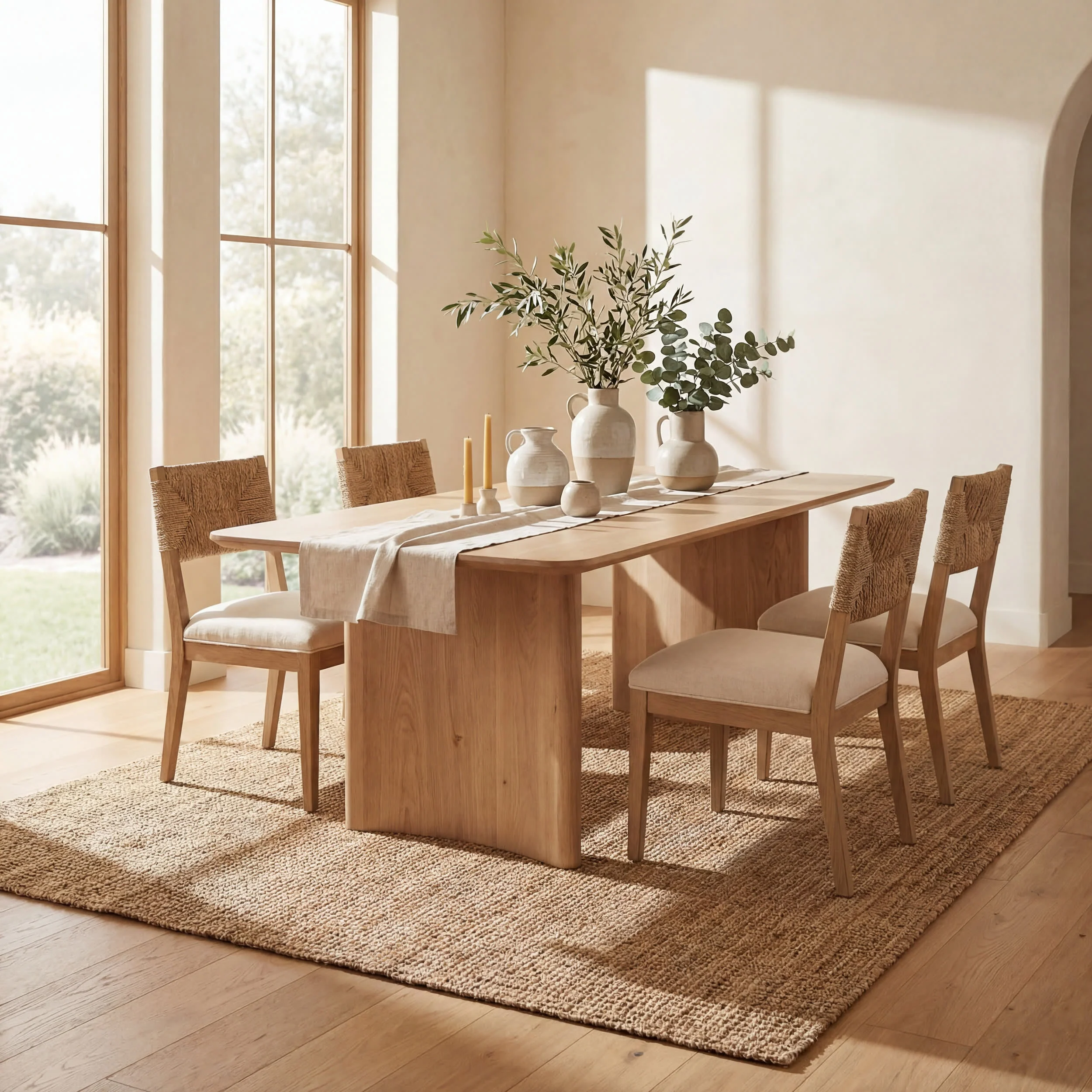 Handwoven Jute Ribbed Solid Rug | Natural - Image 6