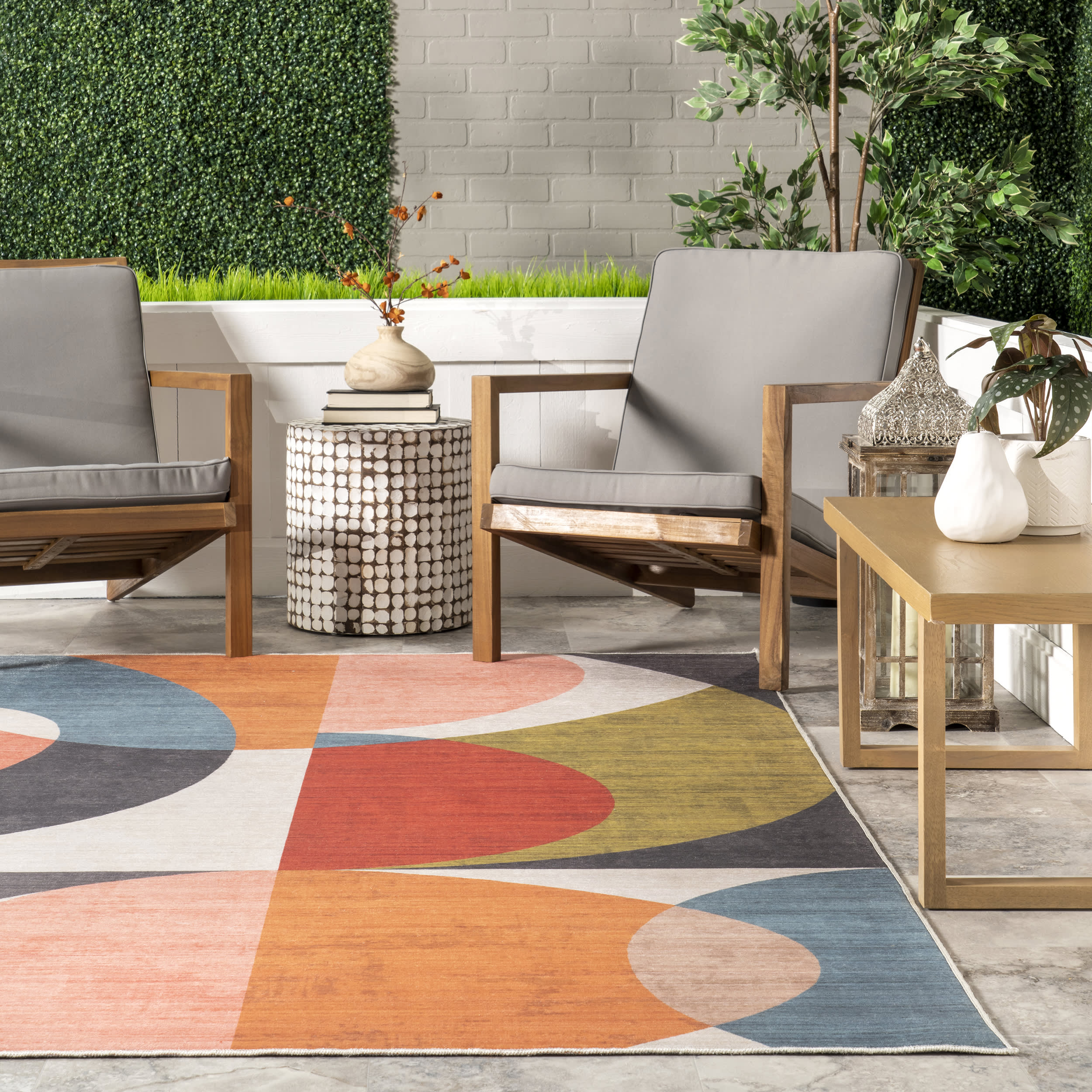 Hanna Halfmoon Washable Indoor/Outdoor Rug | Multicolor - Image 4