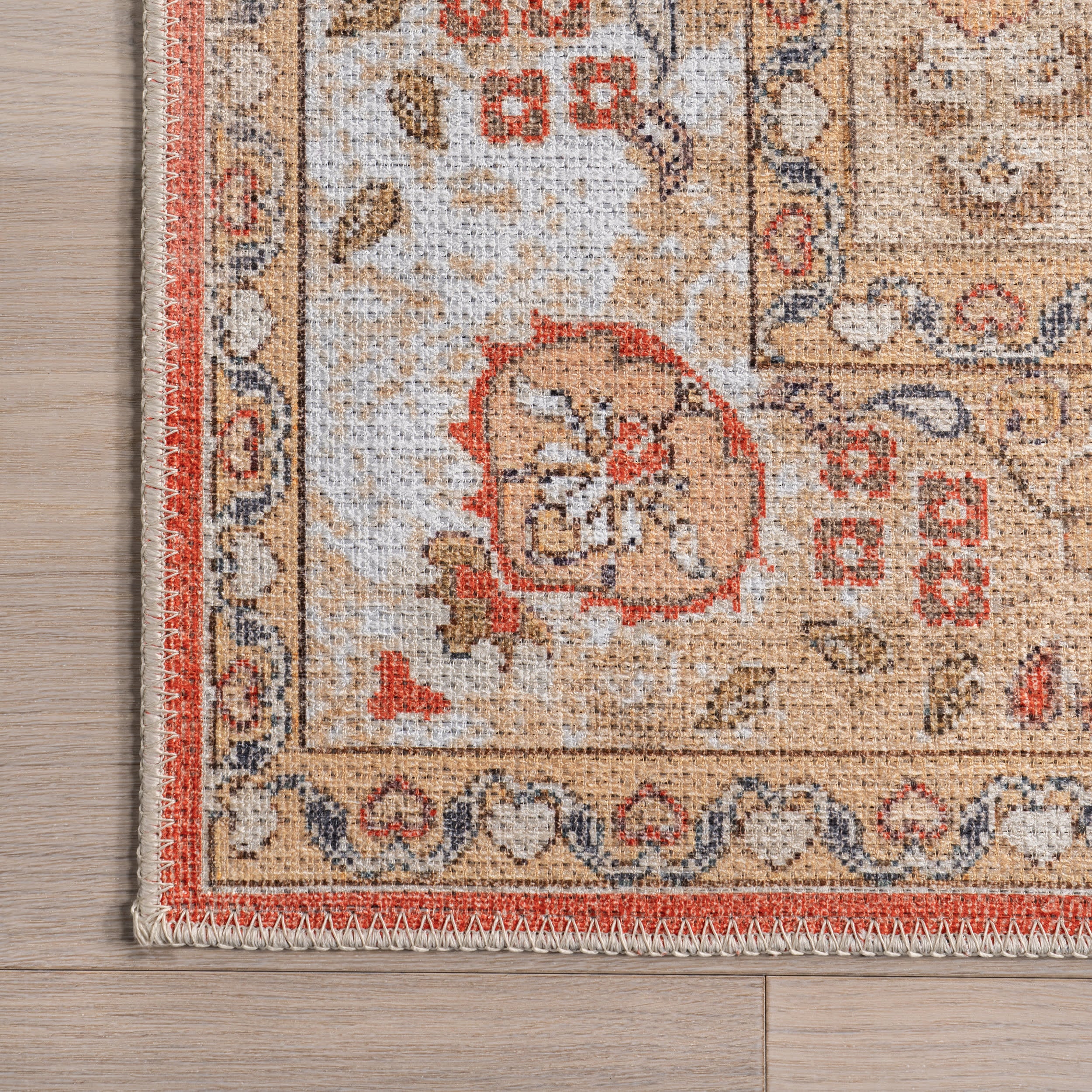 Hannah Medallion Washable Rug | Rust - Image 3