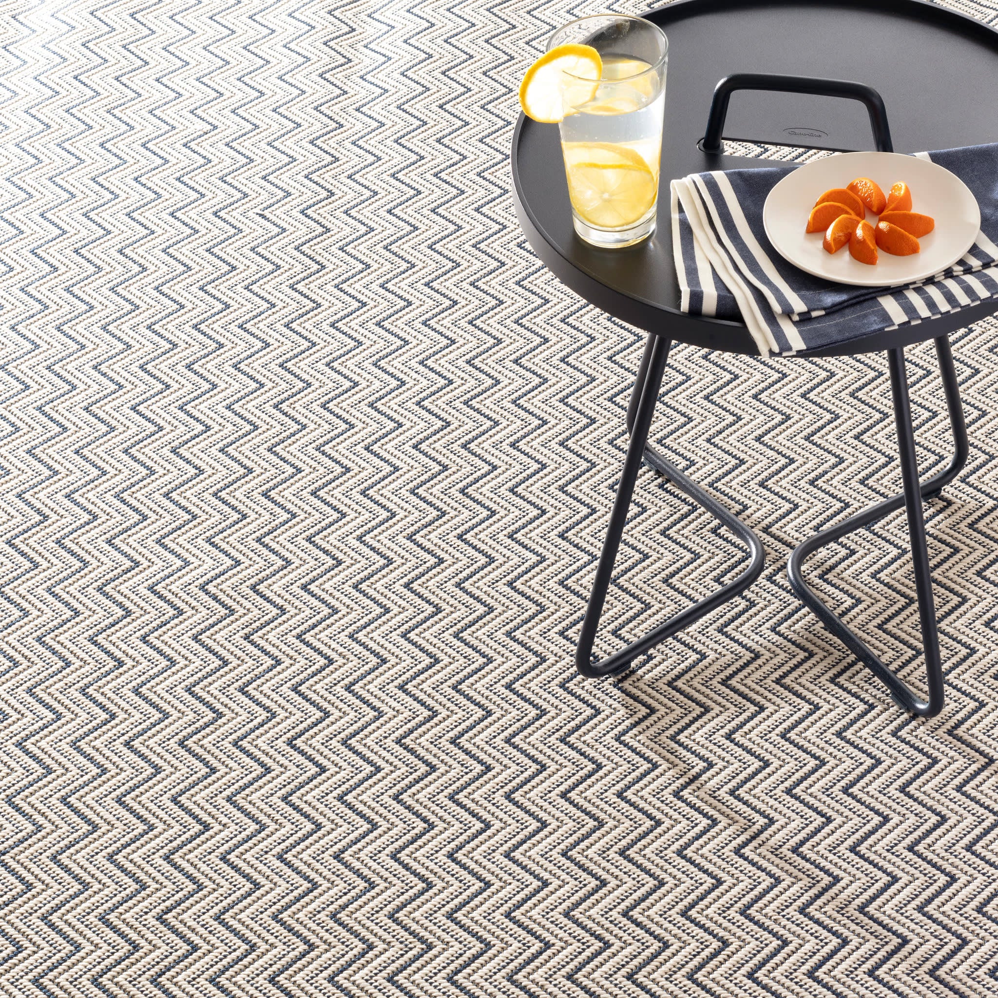 Happy Chevron Woven Indoor/Outdoor Custom Rug | Navy - Image 3