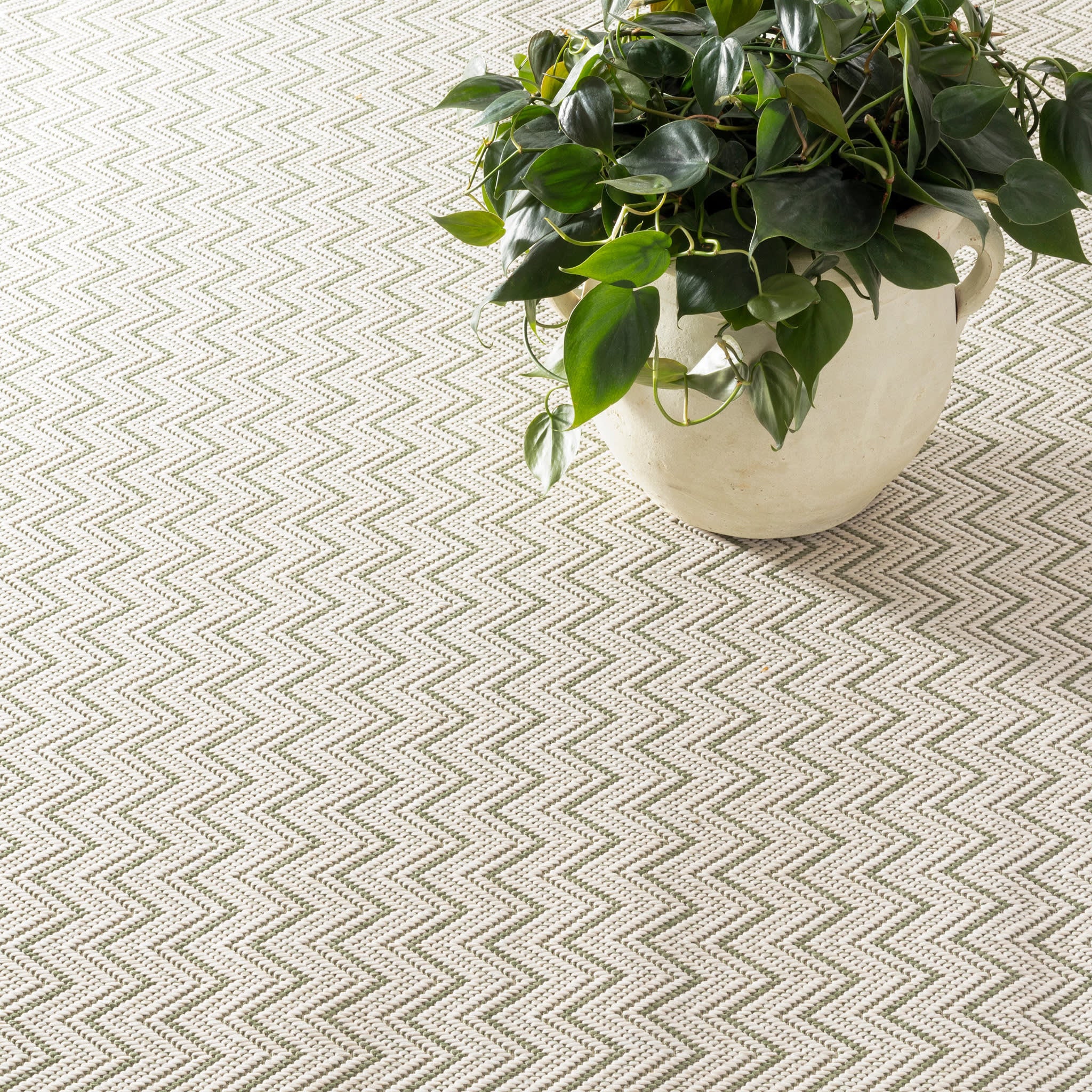 Happy Chevron Woven Indoor/Outdoor Custom Rug | Sage - Image 3