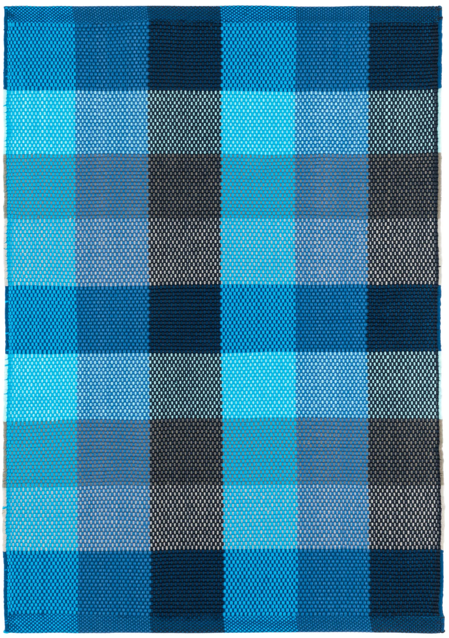 Happy Plaid Handwoven Indoor/Outdoor Rug | Blue