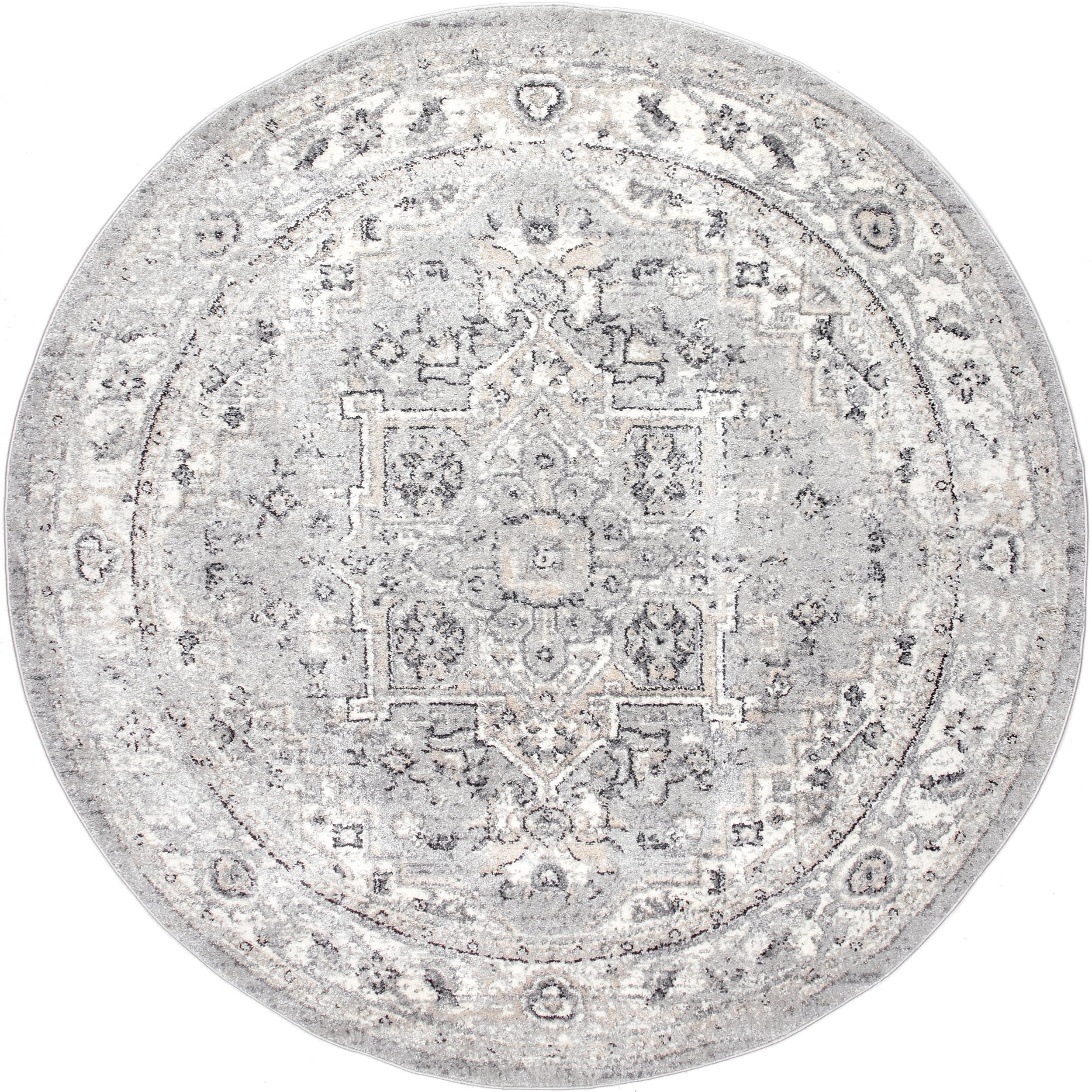 Harley Vintage Medallion Rug | Light Grey