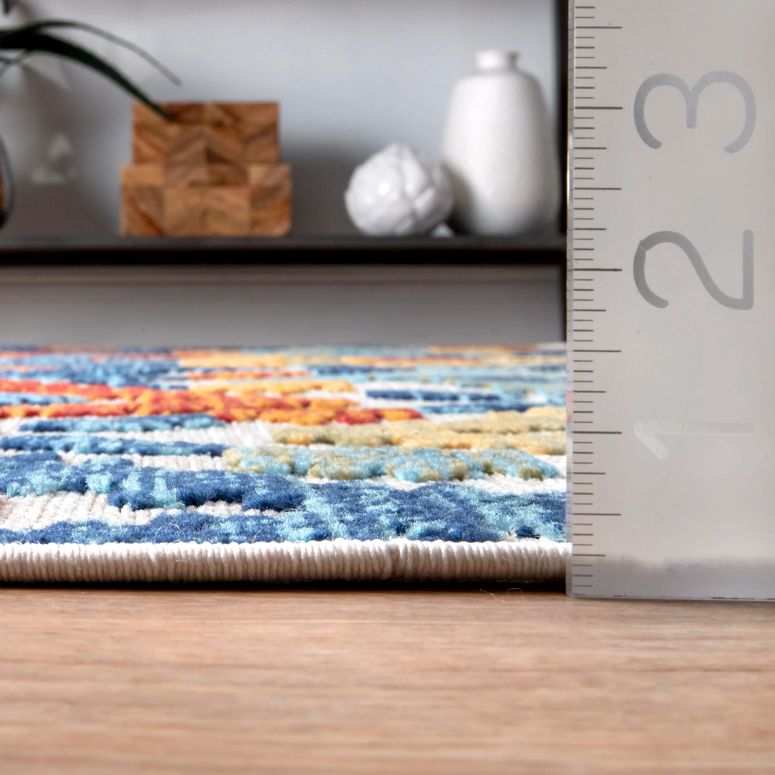Hatched Trellis Indoor/Outdoor Rug | Blue - Image 5