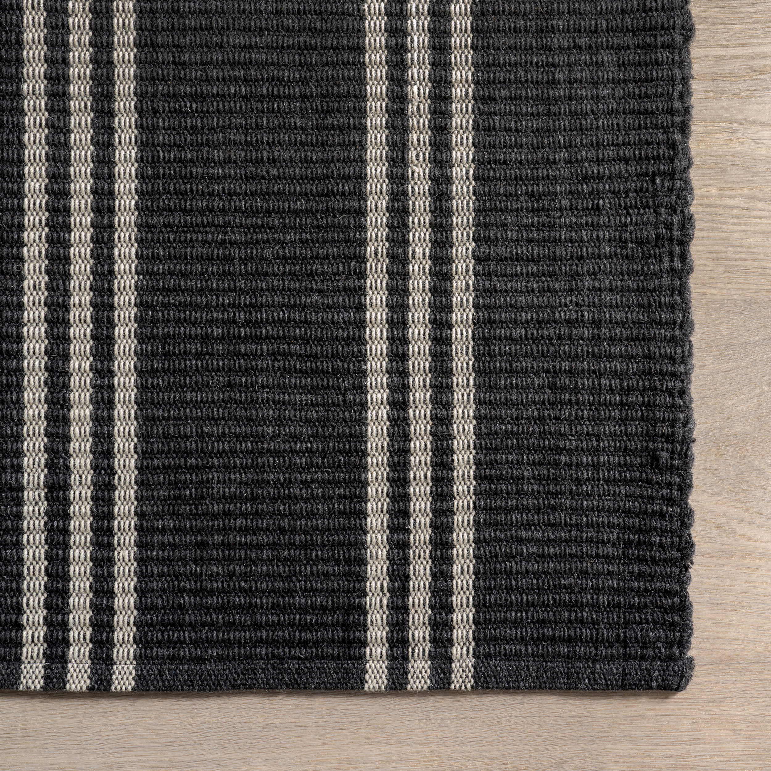 Hawthorn Striped Wool Rug | Charcoal - Image 4
