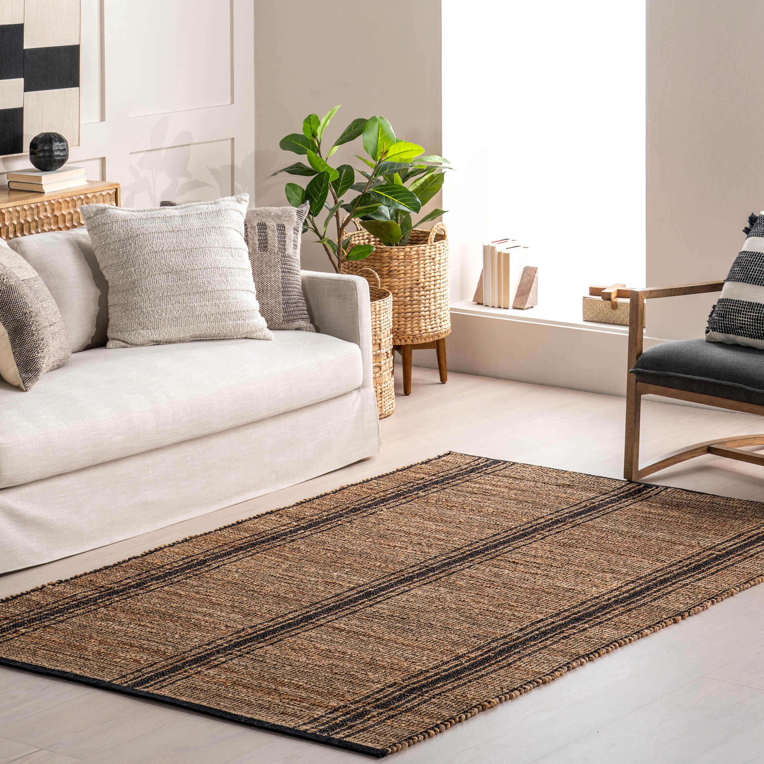 Hayes Striped Braided Jute Rug | Natural - Image 2