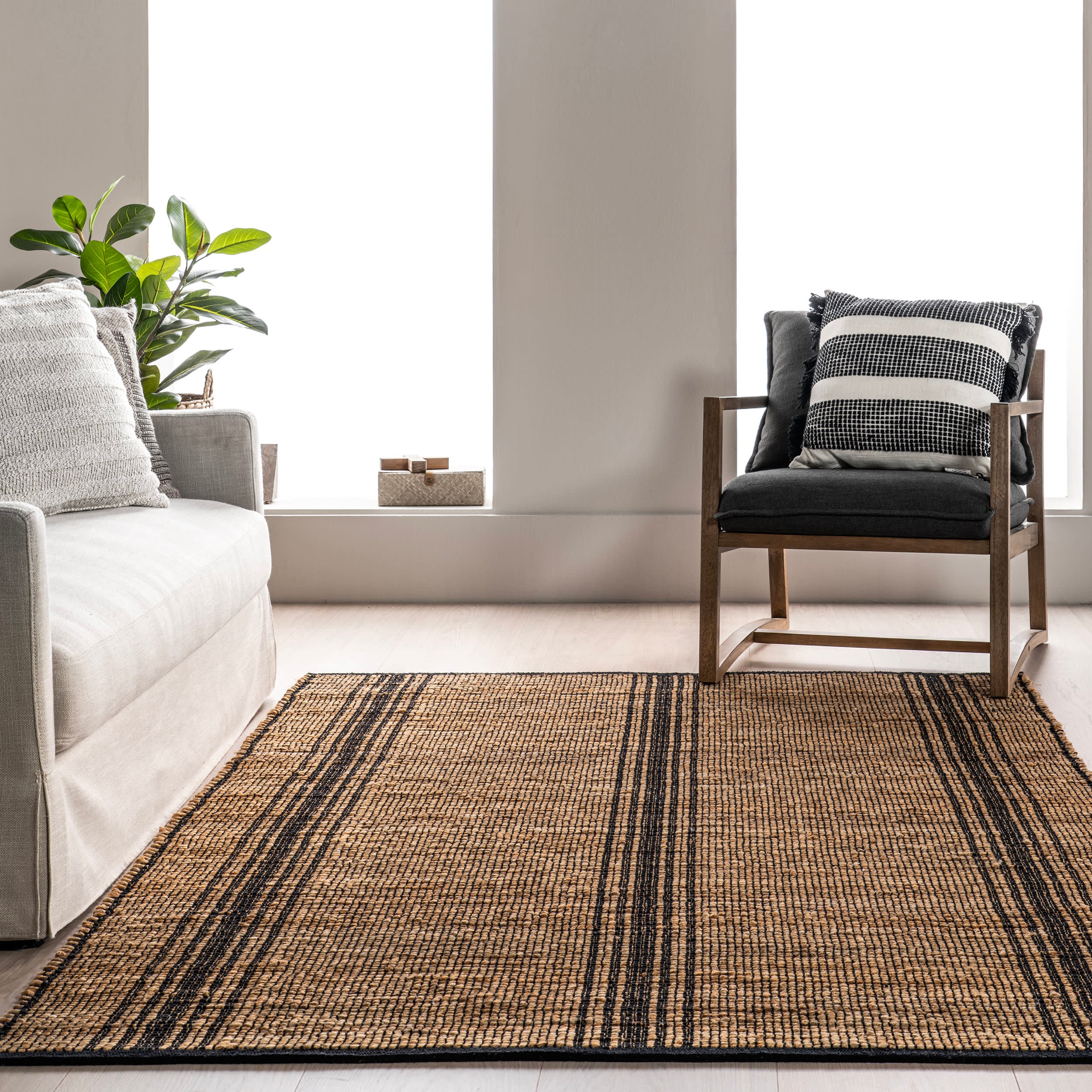 Hayes Striped Braided Jute Rug | Natural - Image 4