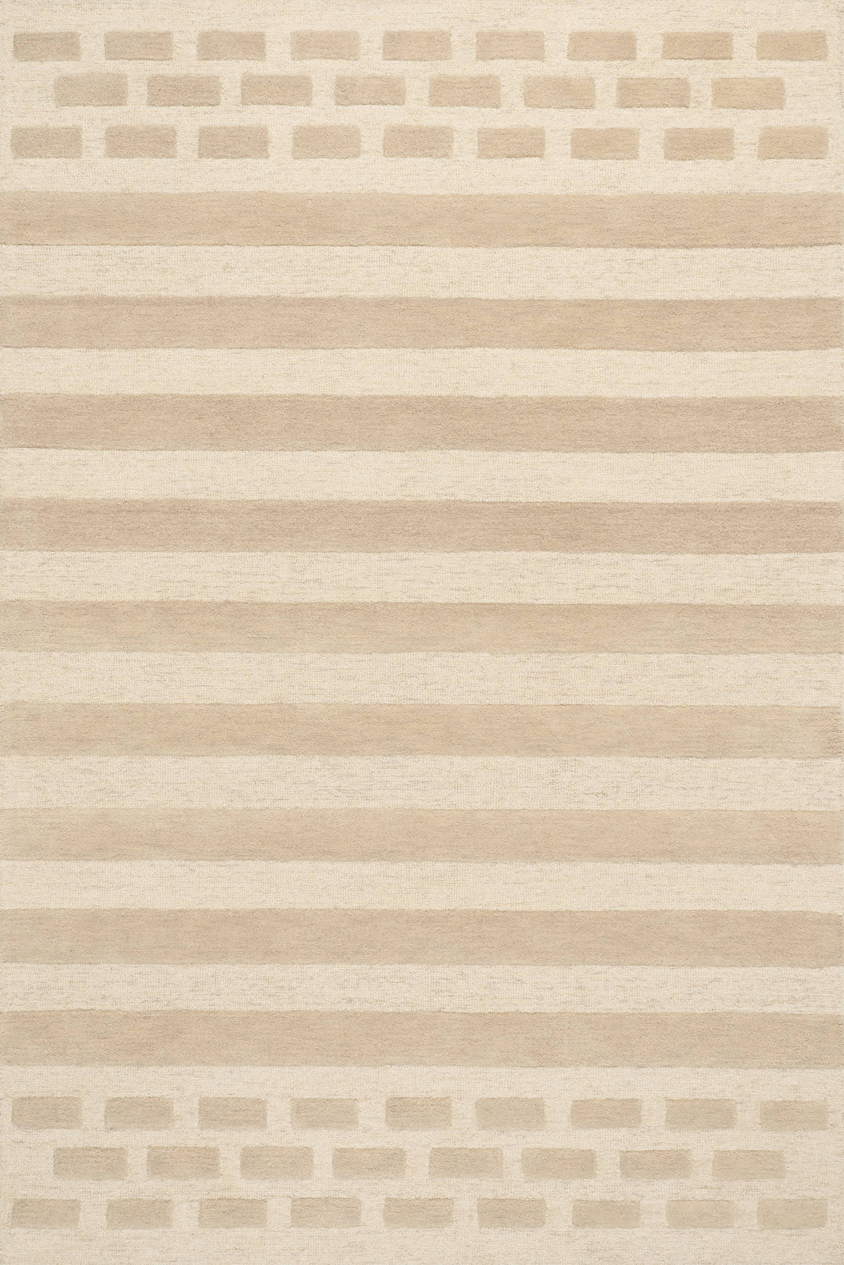 Hazel Bohemian Striped Wool Rug | Ivory