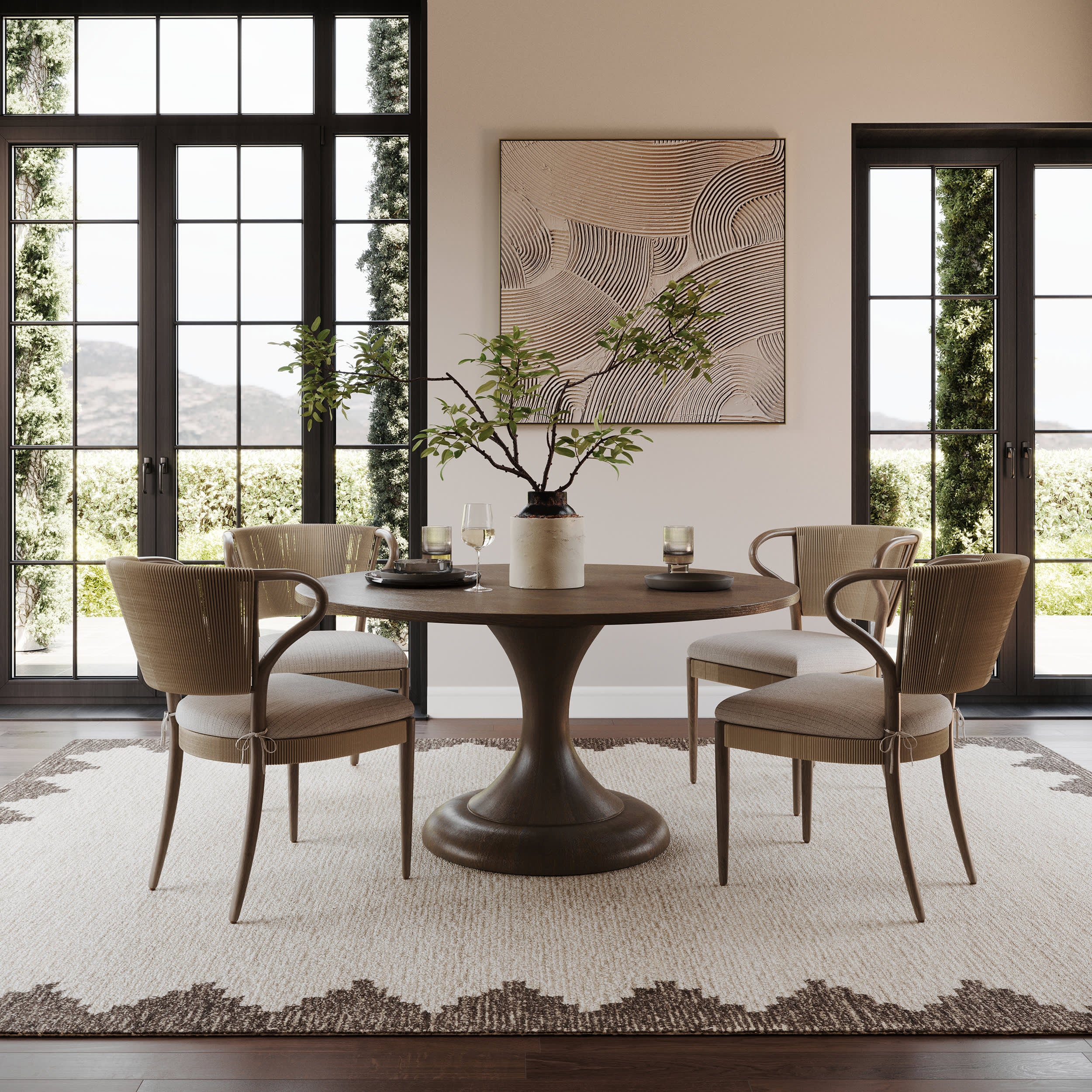 Hazella Modern Bordered Rug | Brown - Image 2