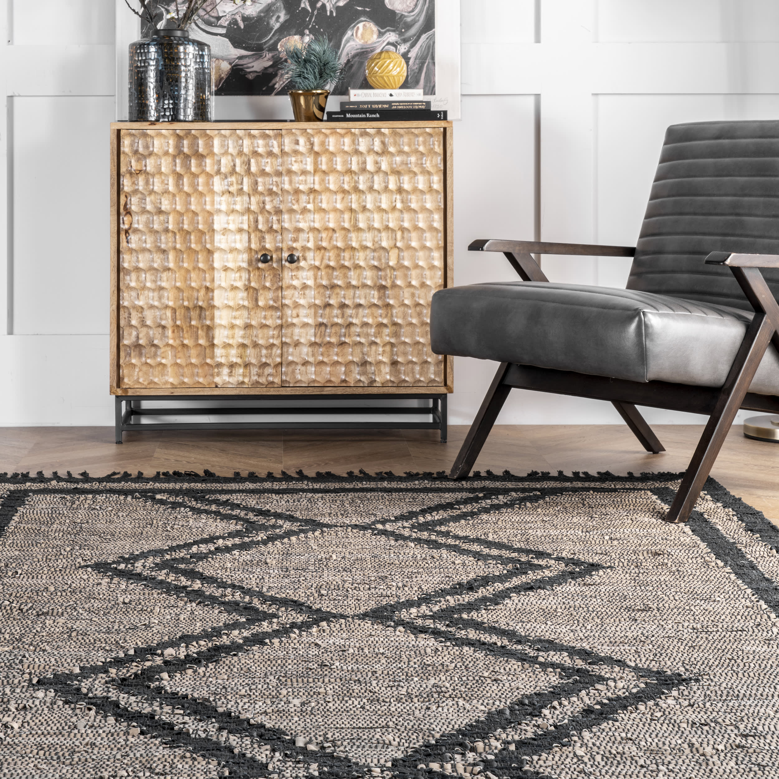Helix Leather Flatweave Tassels Rug | Natural - Image 4