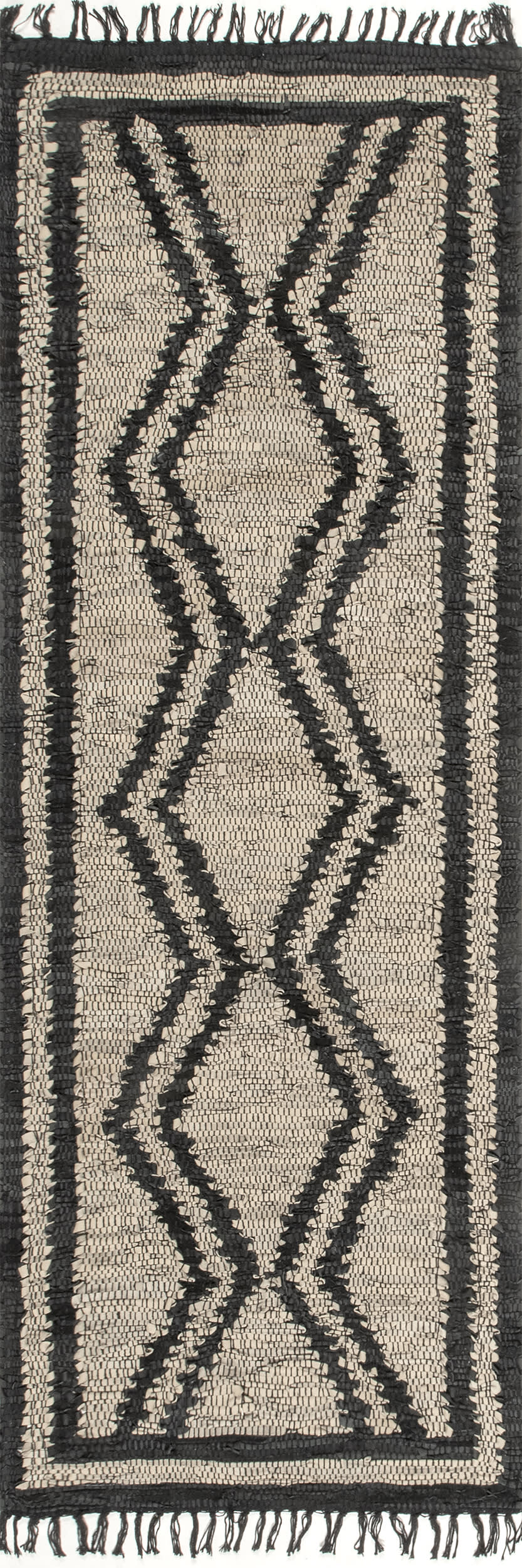 Helix Leather Flatweave Tassels Rug | Natural