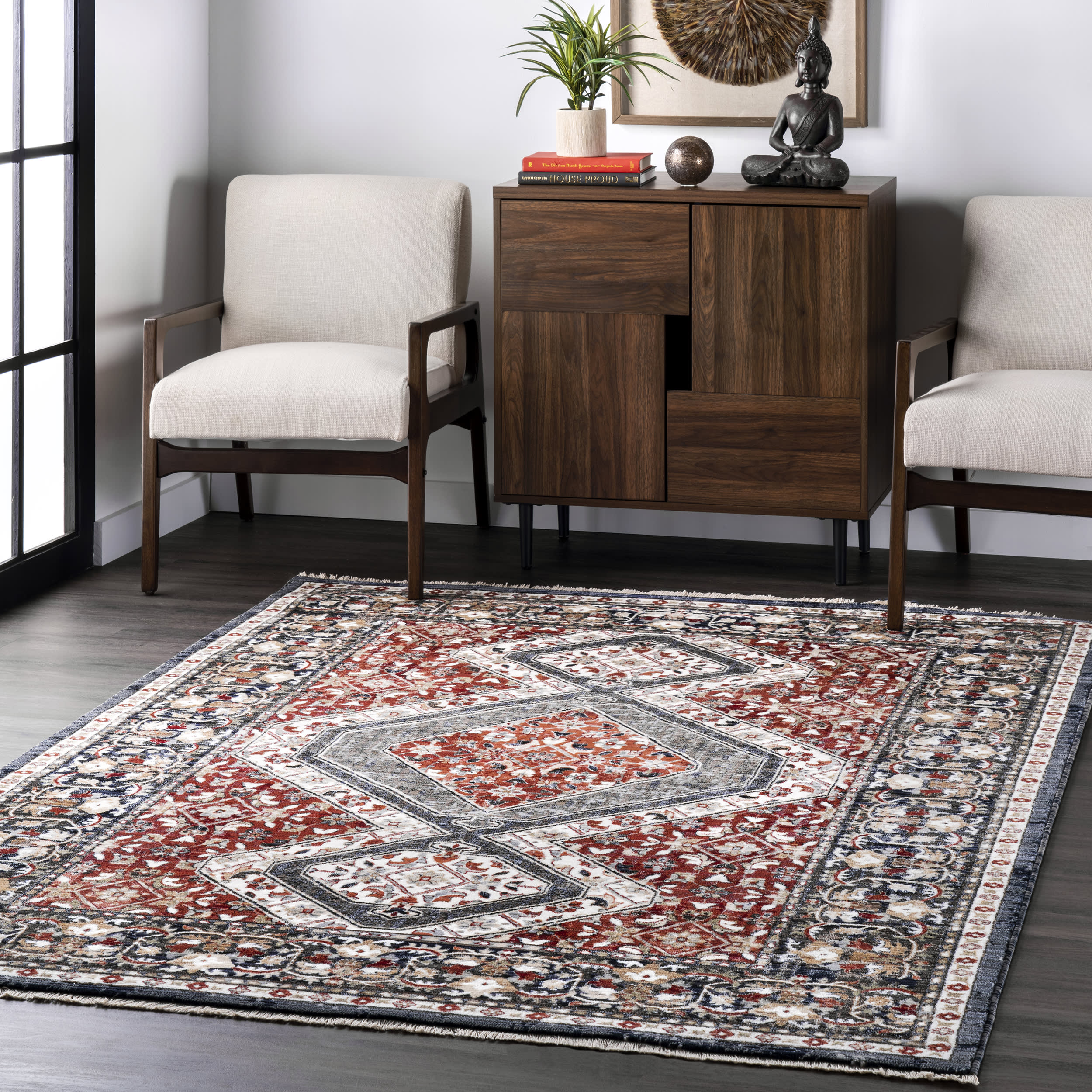 Herati Helix Fringe Rug | Multicolor - Image 2