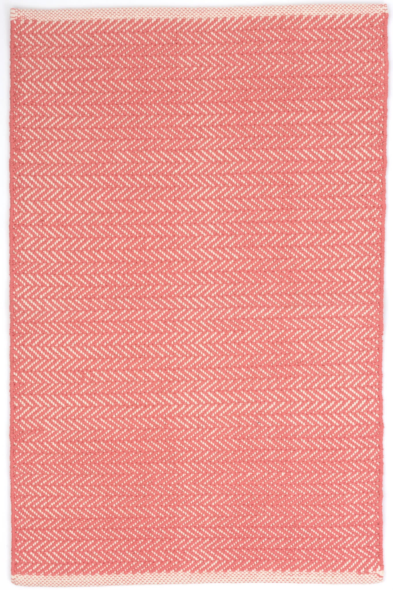 Herringbone Handwoven Cotton Rug | Coral