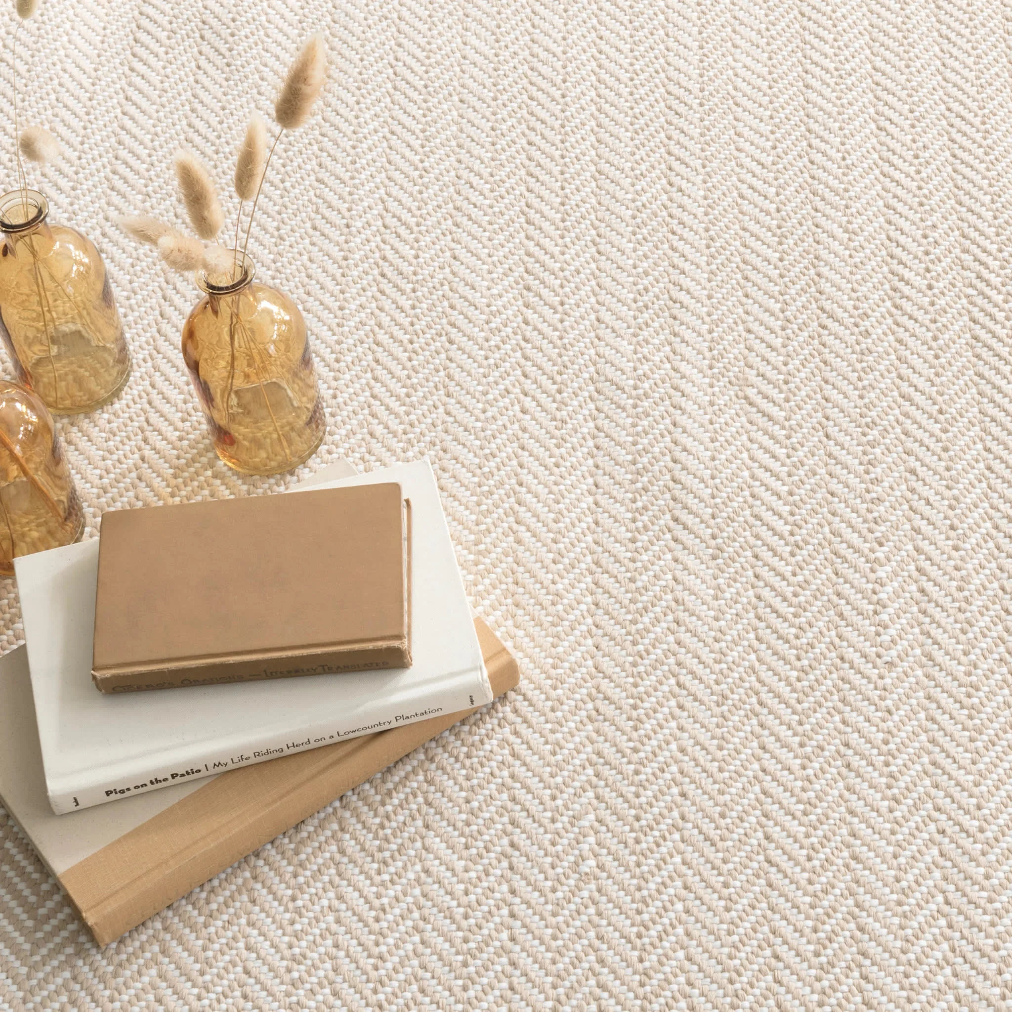Herringbone Handwoven Indoor/Outdoor Rug | Linen/White - Image 5