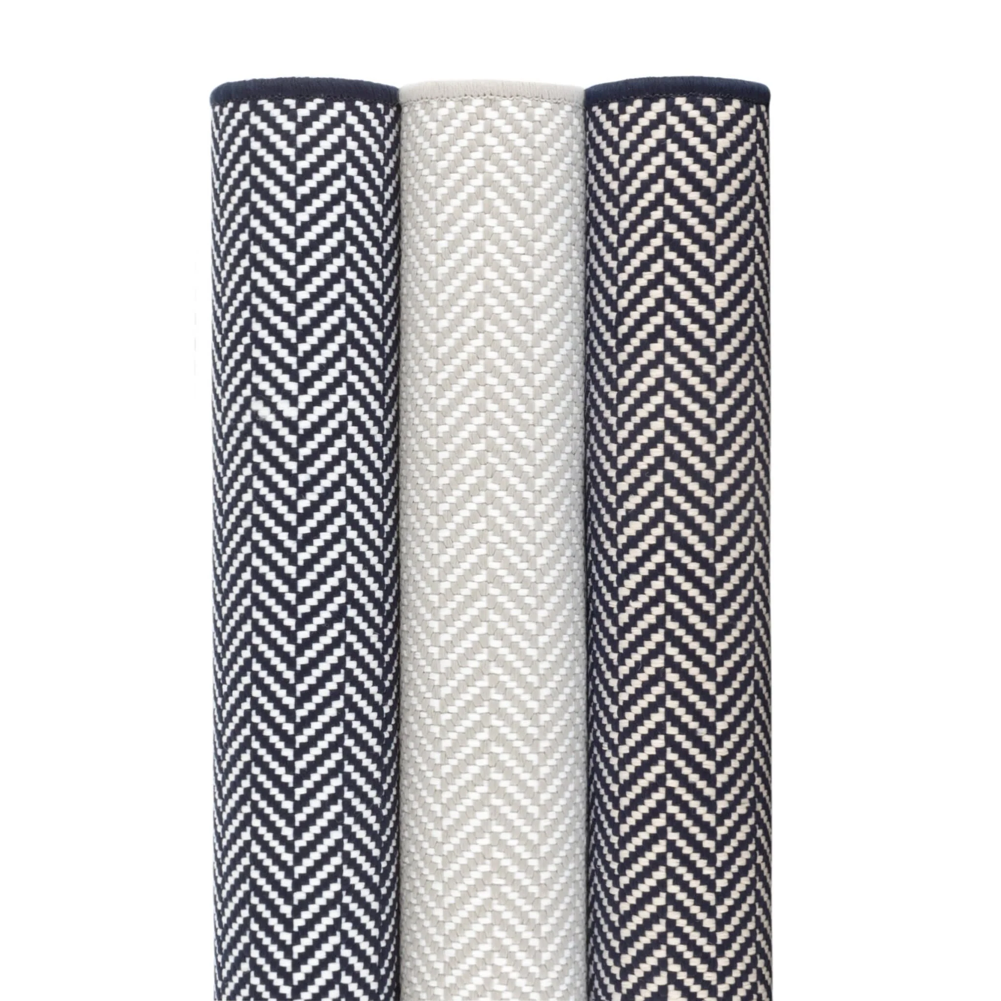Herringbone Handwoven Indoor/Outdoor Custom Rug | Navy/Ivory - Image 5