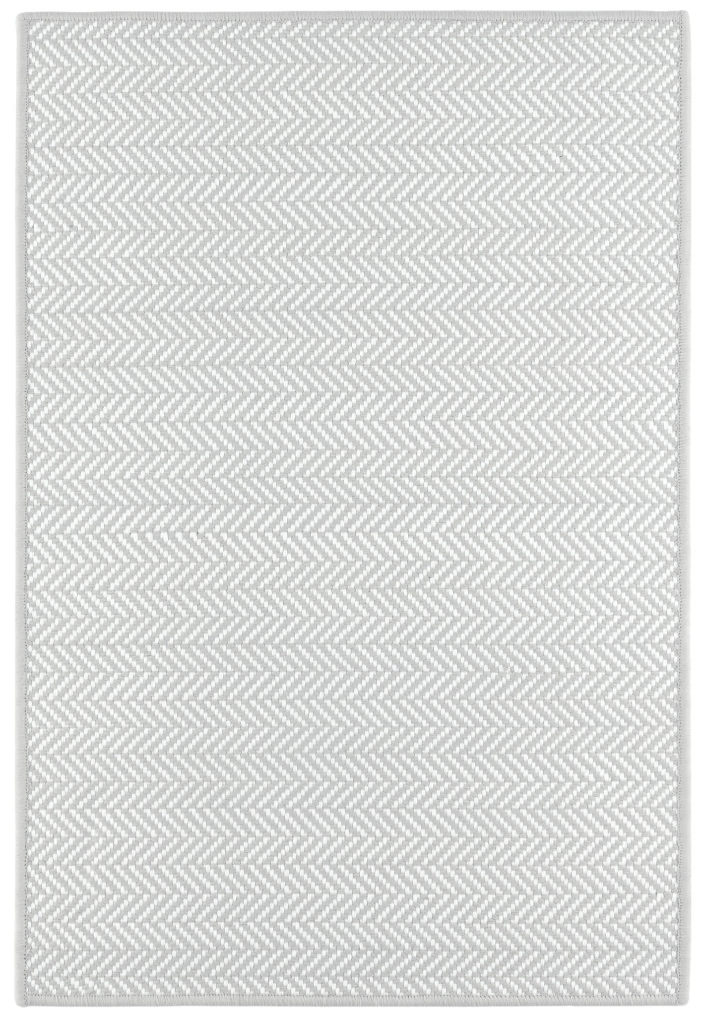 Herringbone Handwoven Indoor/Outdoor Custom Rug | Pearl Grey/White
