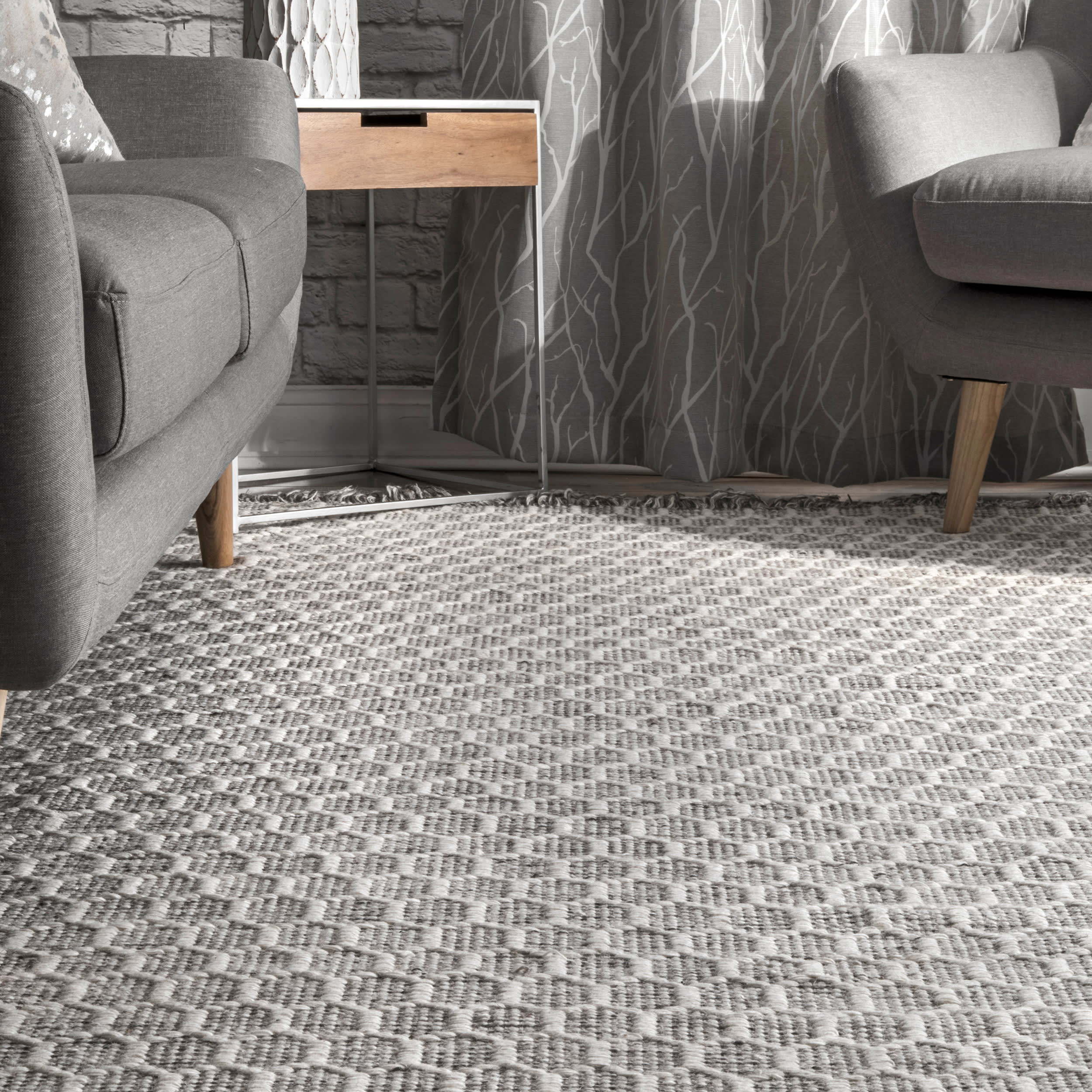 Hive Fringed Rug | Grey - Image 4