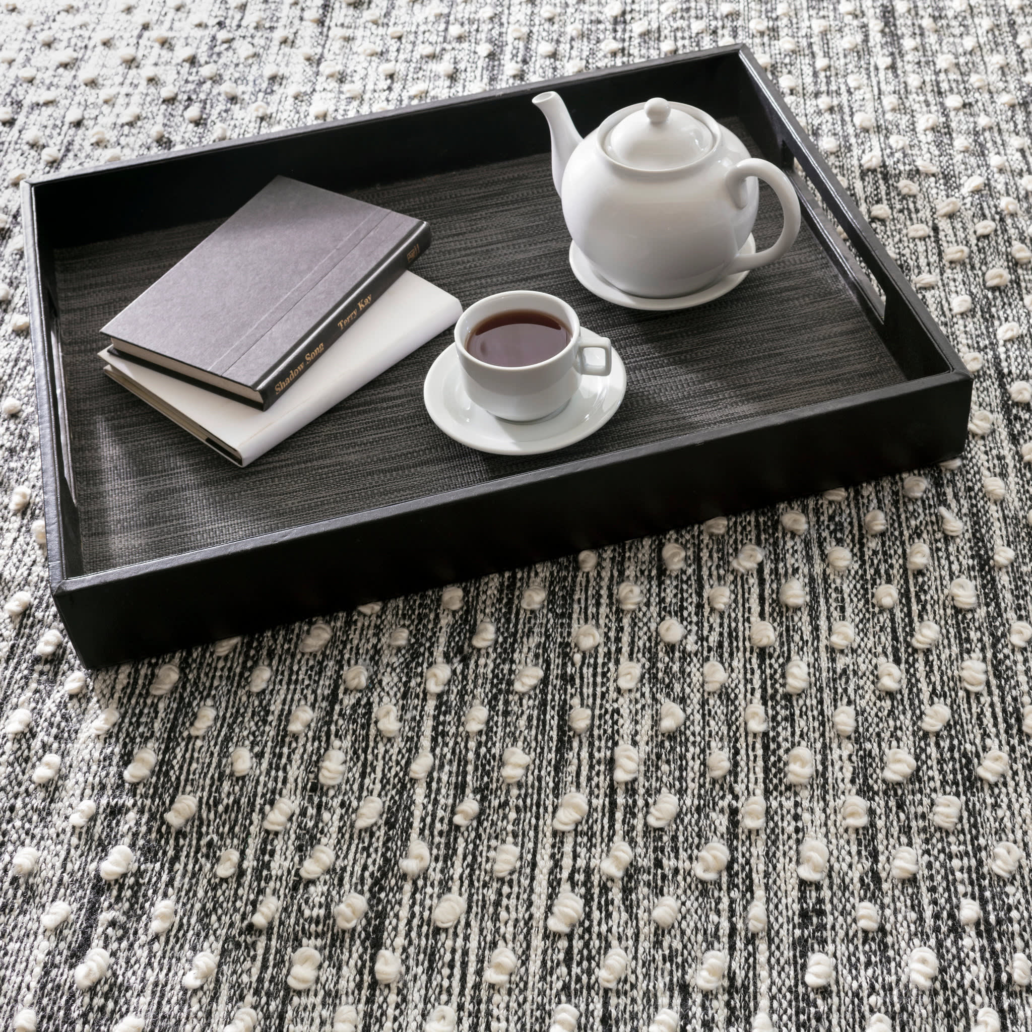 Hobnail Handwoven Performance Rug | Black - Image 4