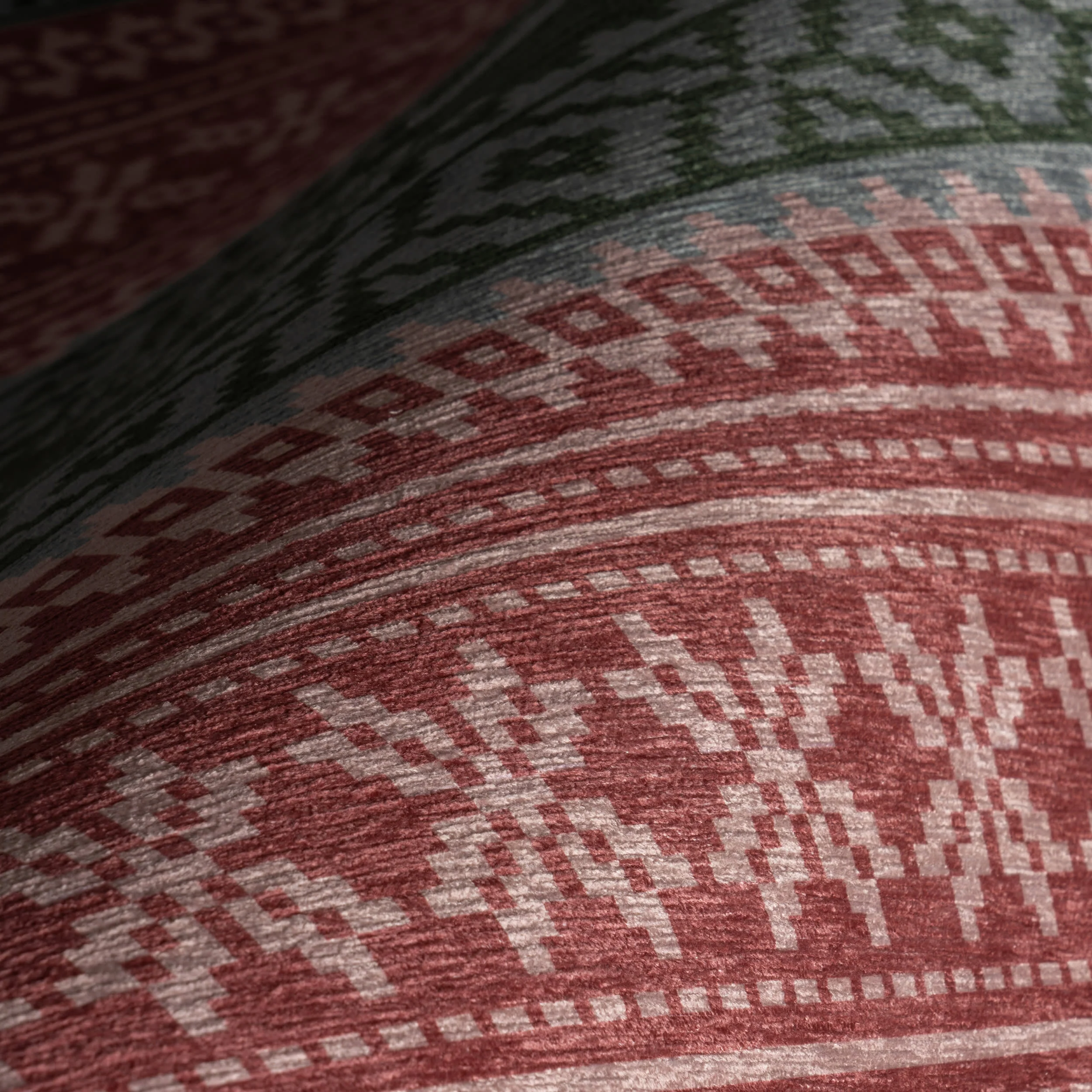 Hollie Reindeer Spill Proof Washable Rug | Red - Image 3