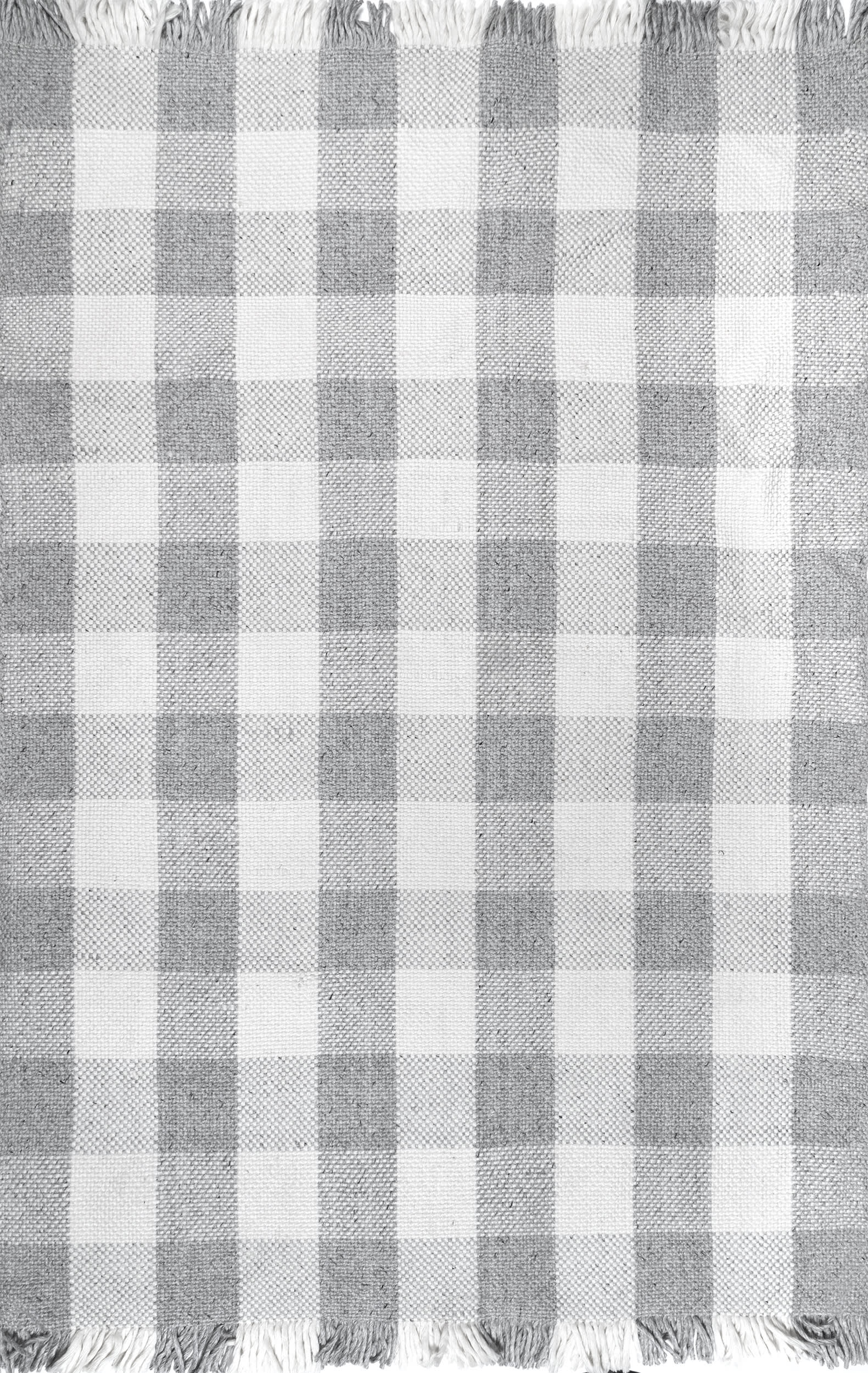 Hope Tasseled Gingham Rug | Grey