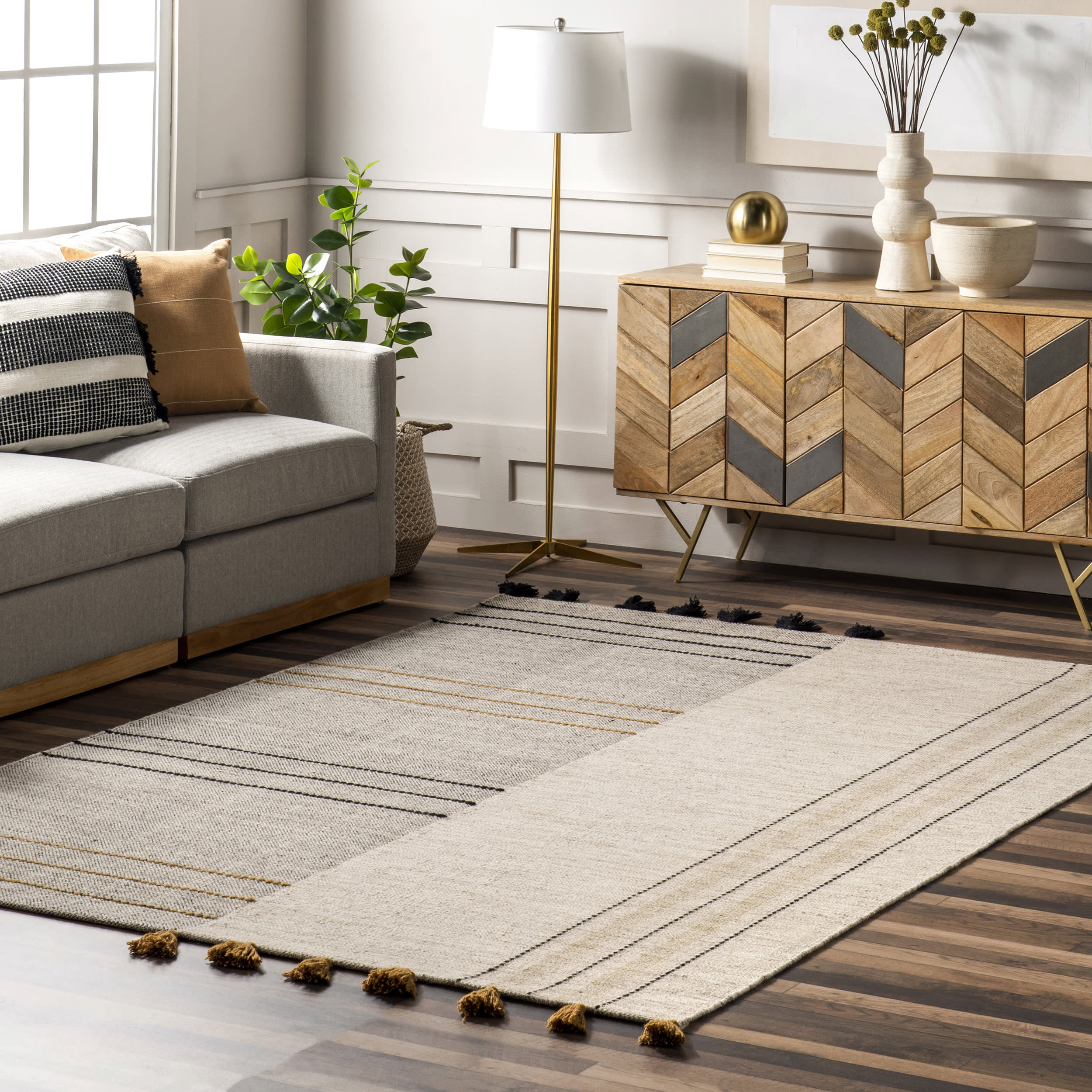 Hudson Alternating Tassel Rug | Ivory - Image 2