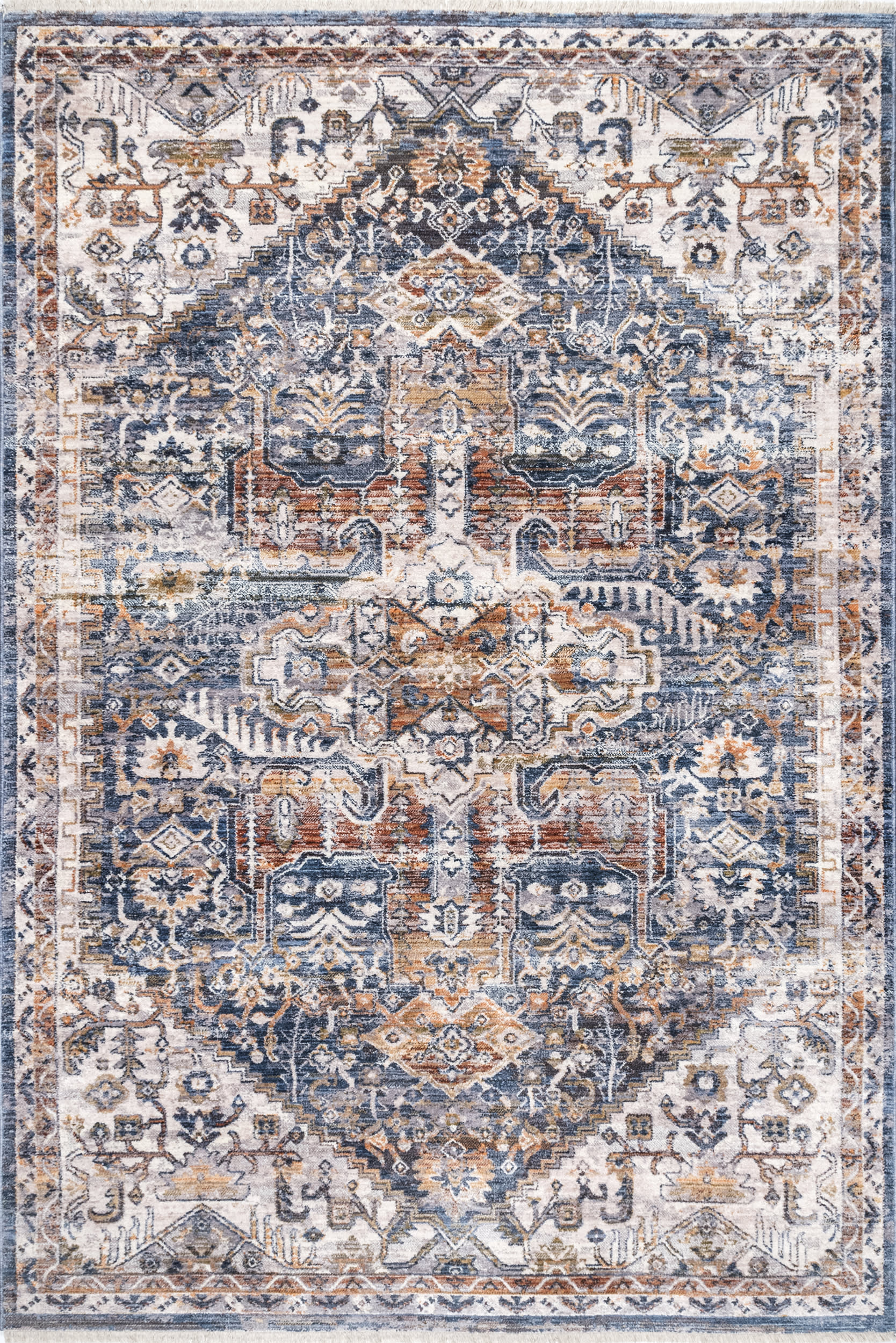 Idina Bordered Medallion Rug | Blue