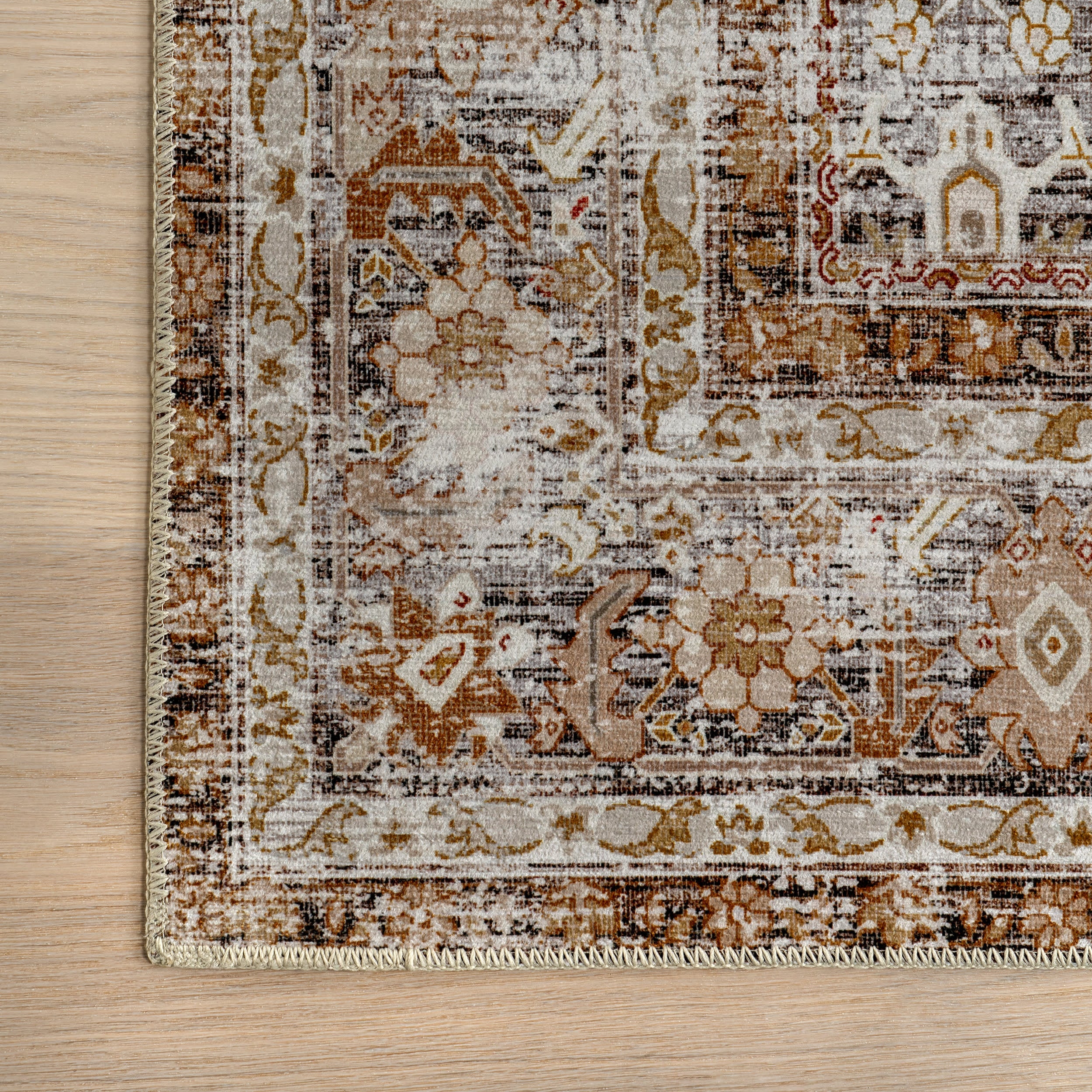 Ila Floral Spill Proof Washable Rug | Ivory - Image 3