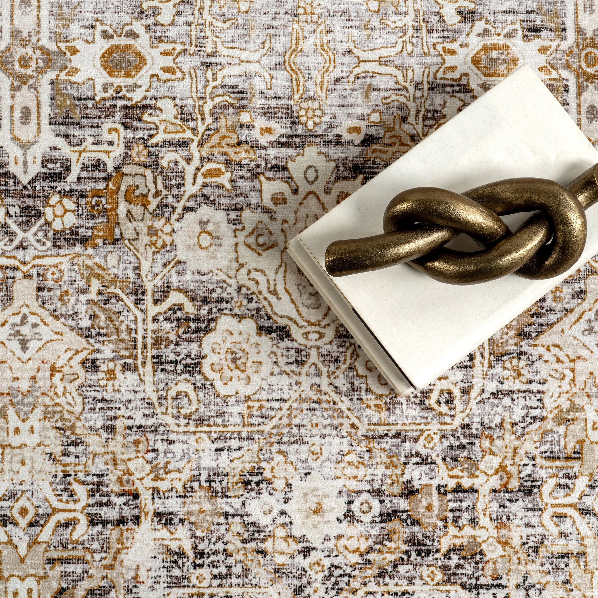 Ila Floral Spill Proof Washable Rug | Ivory - Image 7