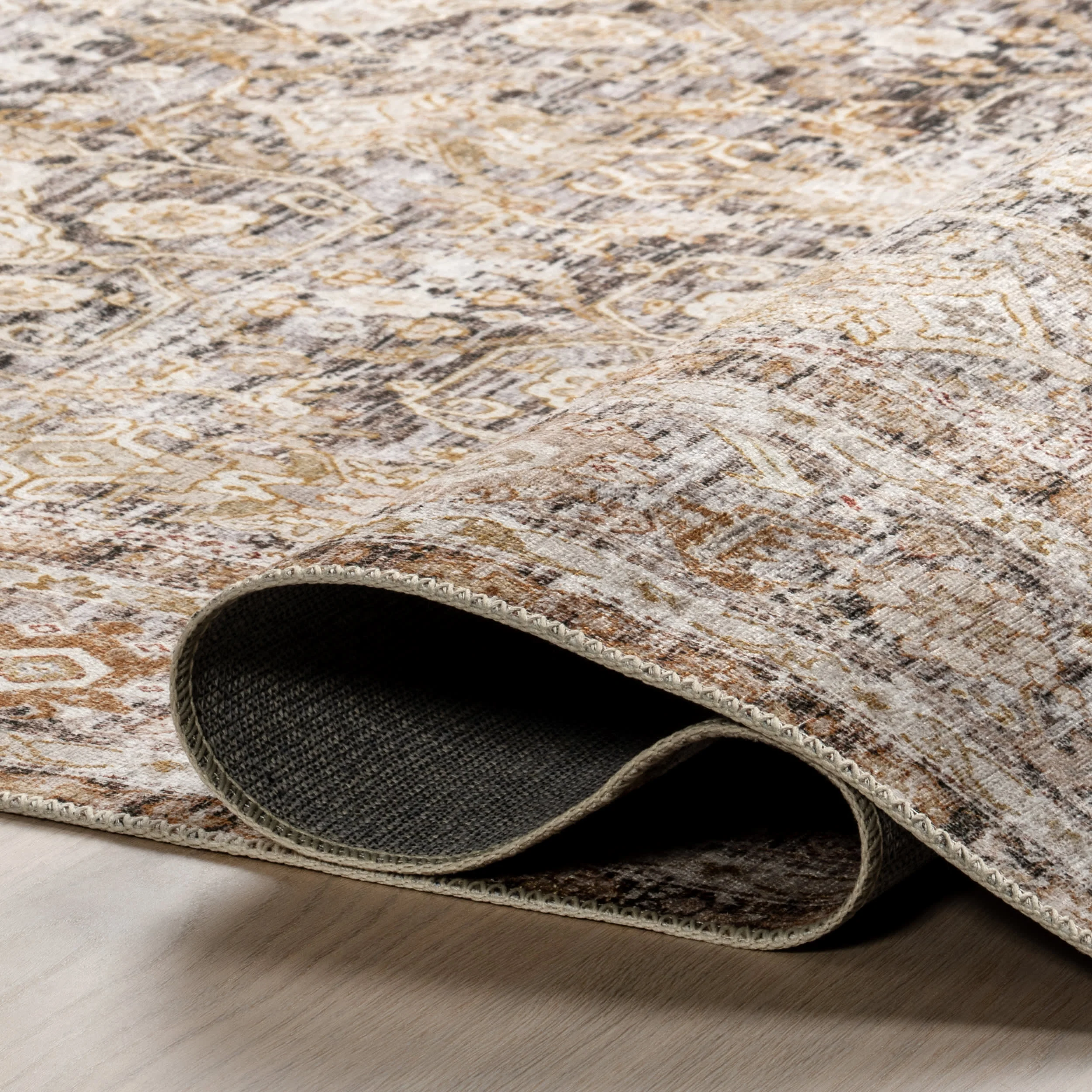 Ila Floral Spill Proof Washable Rug | Ivory - Image 8