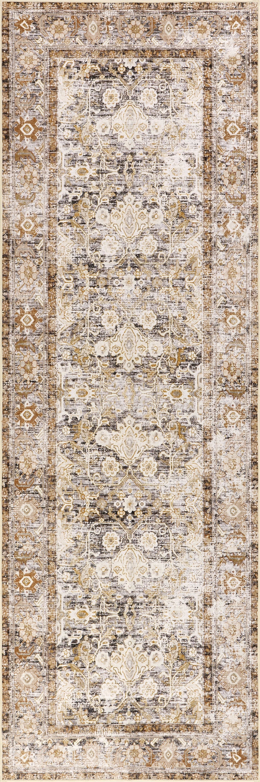 Ila Floral Spill Proof Washable Rug | Ivory