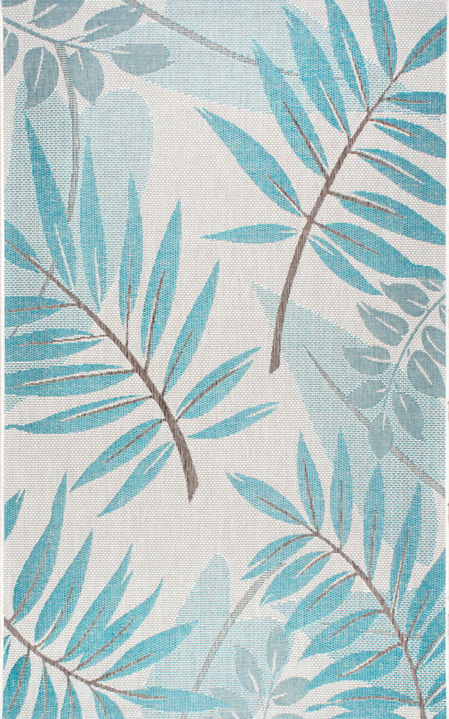 Indoor/Outdoor Modern Leaves Rug | Turquoise