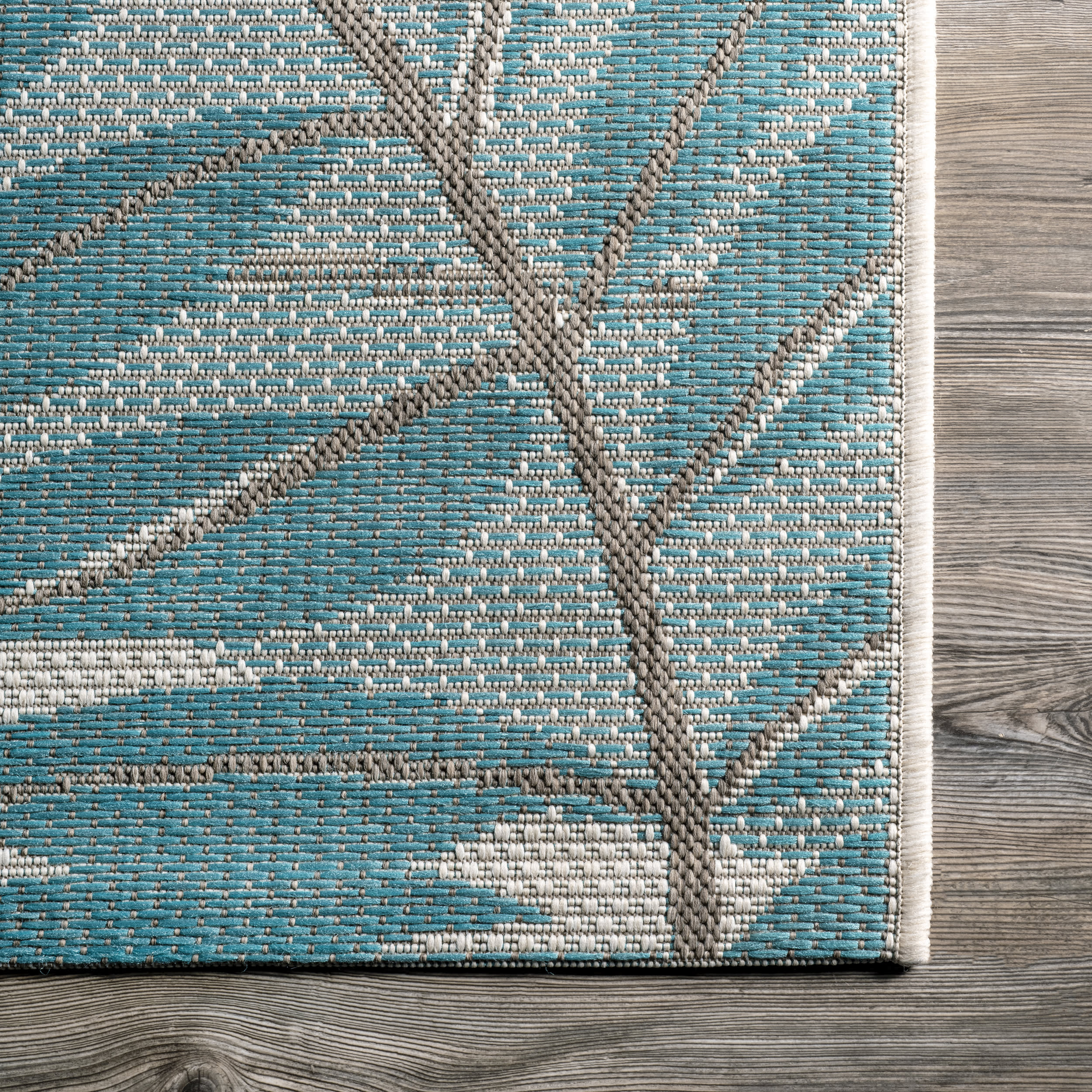 Indoor/Outdoor Modern Leaves Rug | Turquoise - Image 3