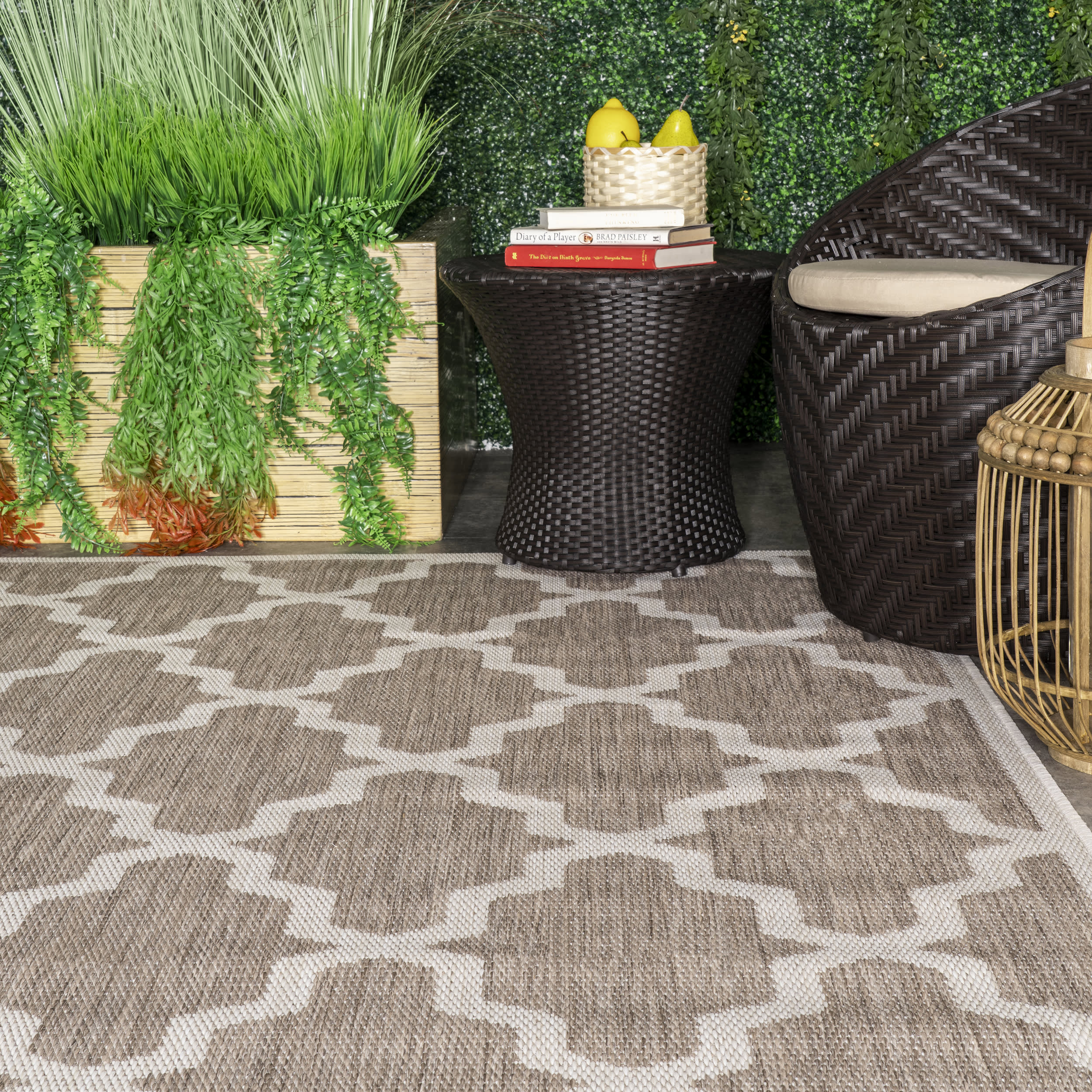 Indoor/Outdoor Moroccan Trellis Rug | Taupe - Image 4
