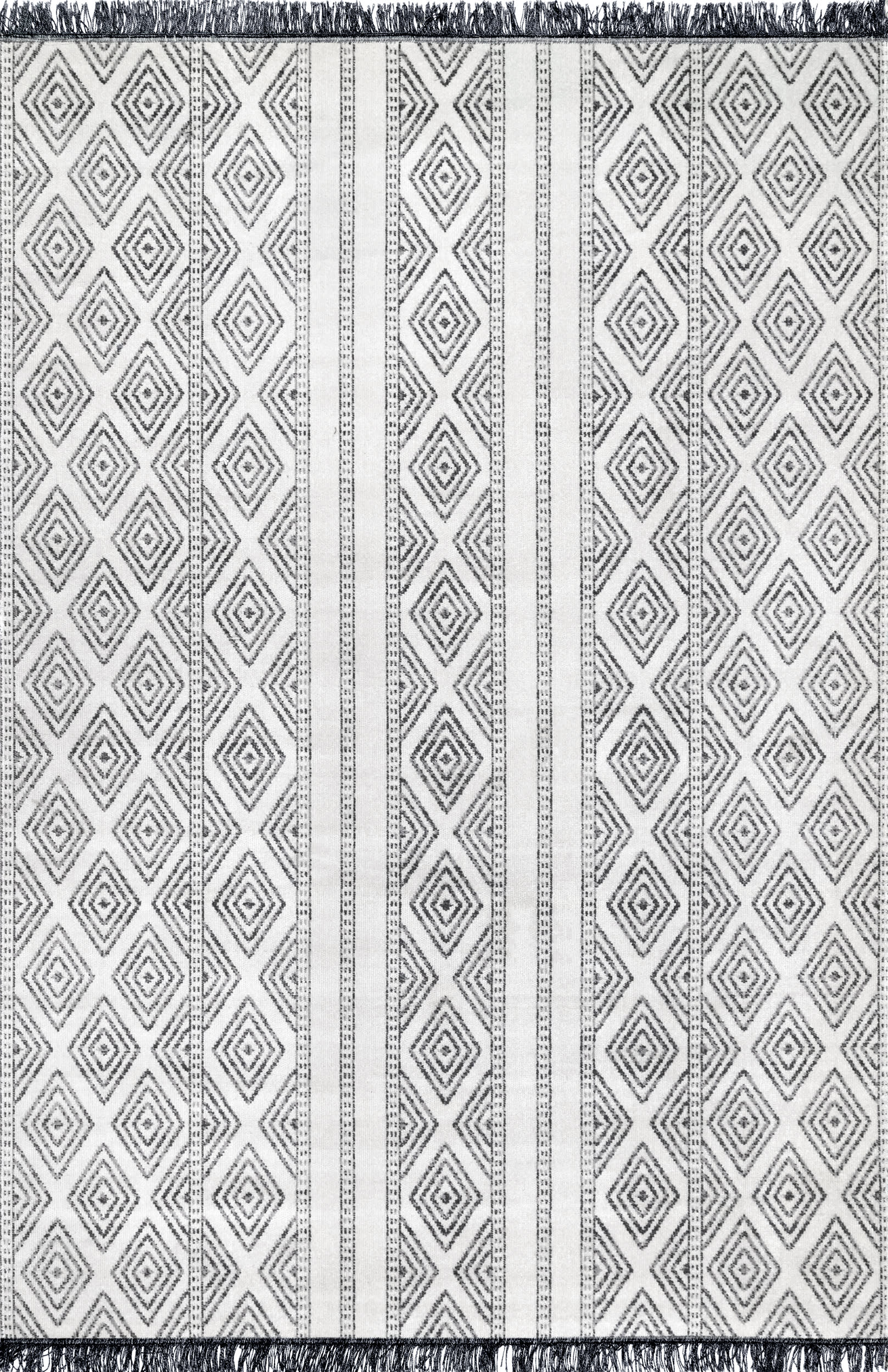 Indoor/Outdoor Striped With Tassels Rug | Grey