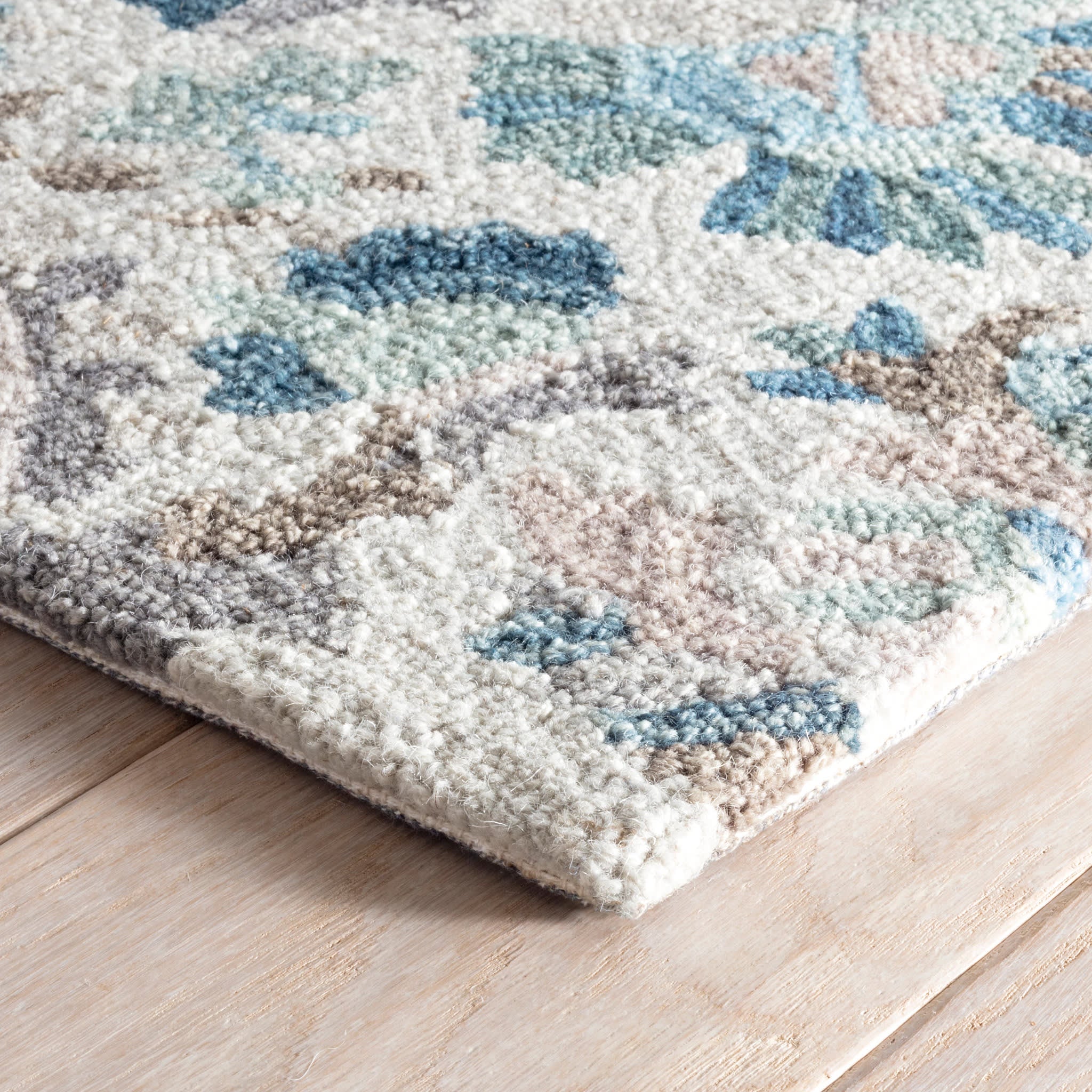 Ines Hand Micro Hooked Wool Rug | Blue - Image 5