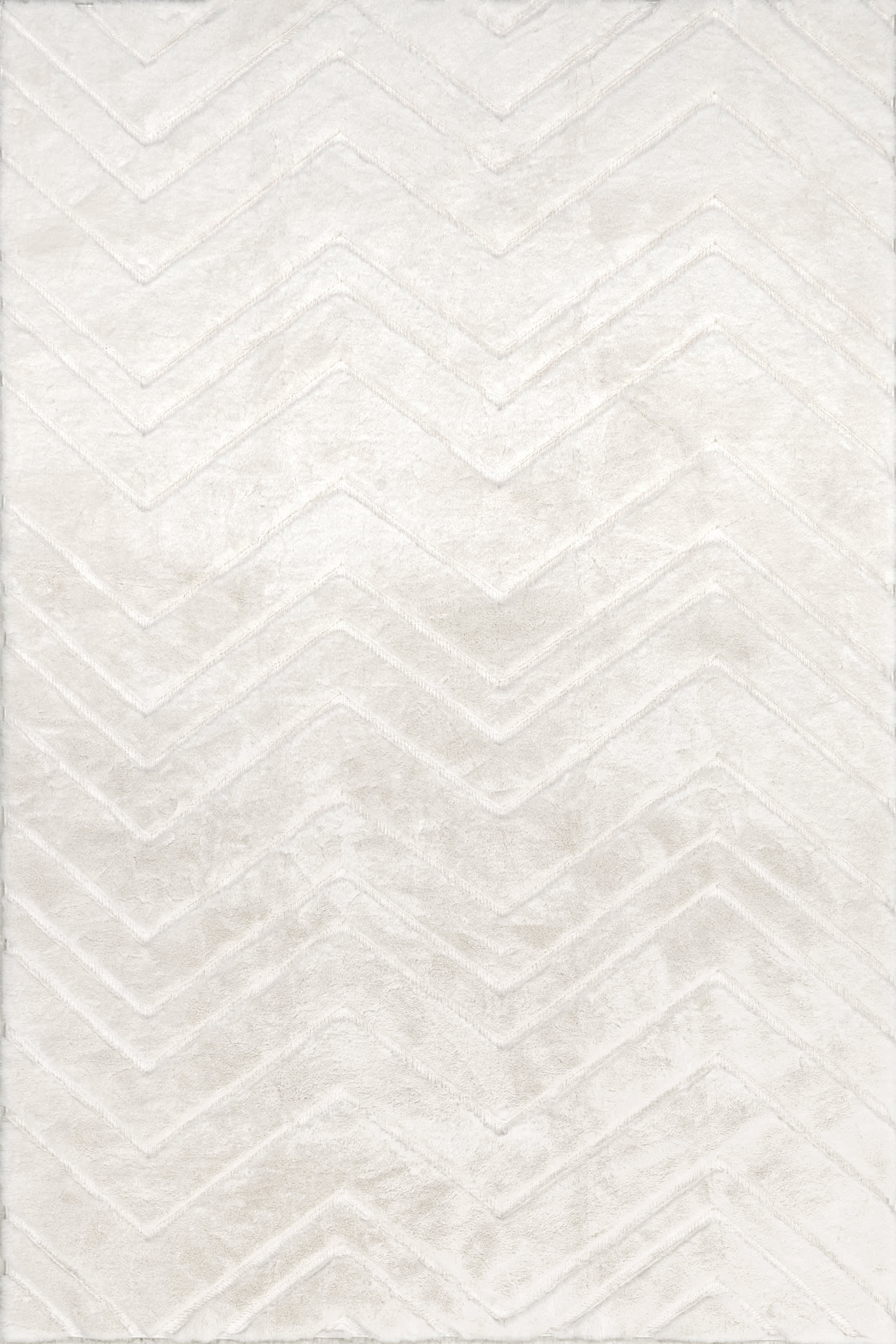 Ingeberg Chevron Washable Faux Rabbit Rug | Off White