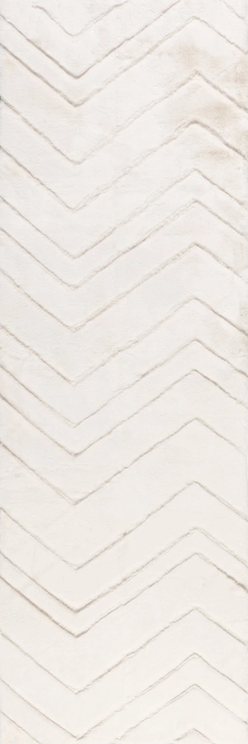 Ingeberg Chevron Washable Faux Rabbit Rug | Off White