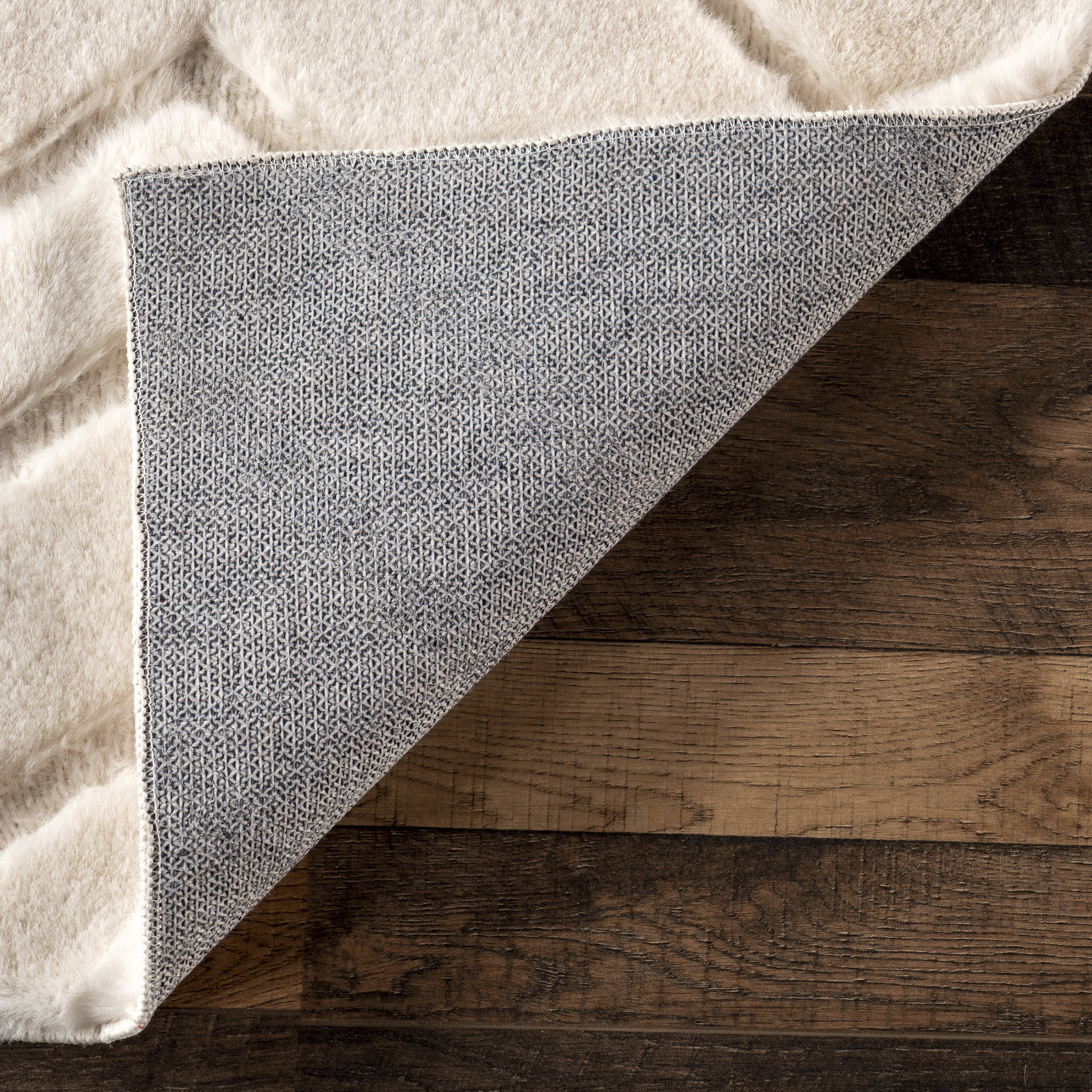 Ingeberg Chevron Washable Faux Rabbit Rug | Off White - Image 6