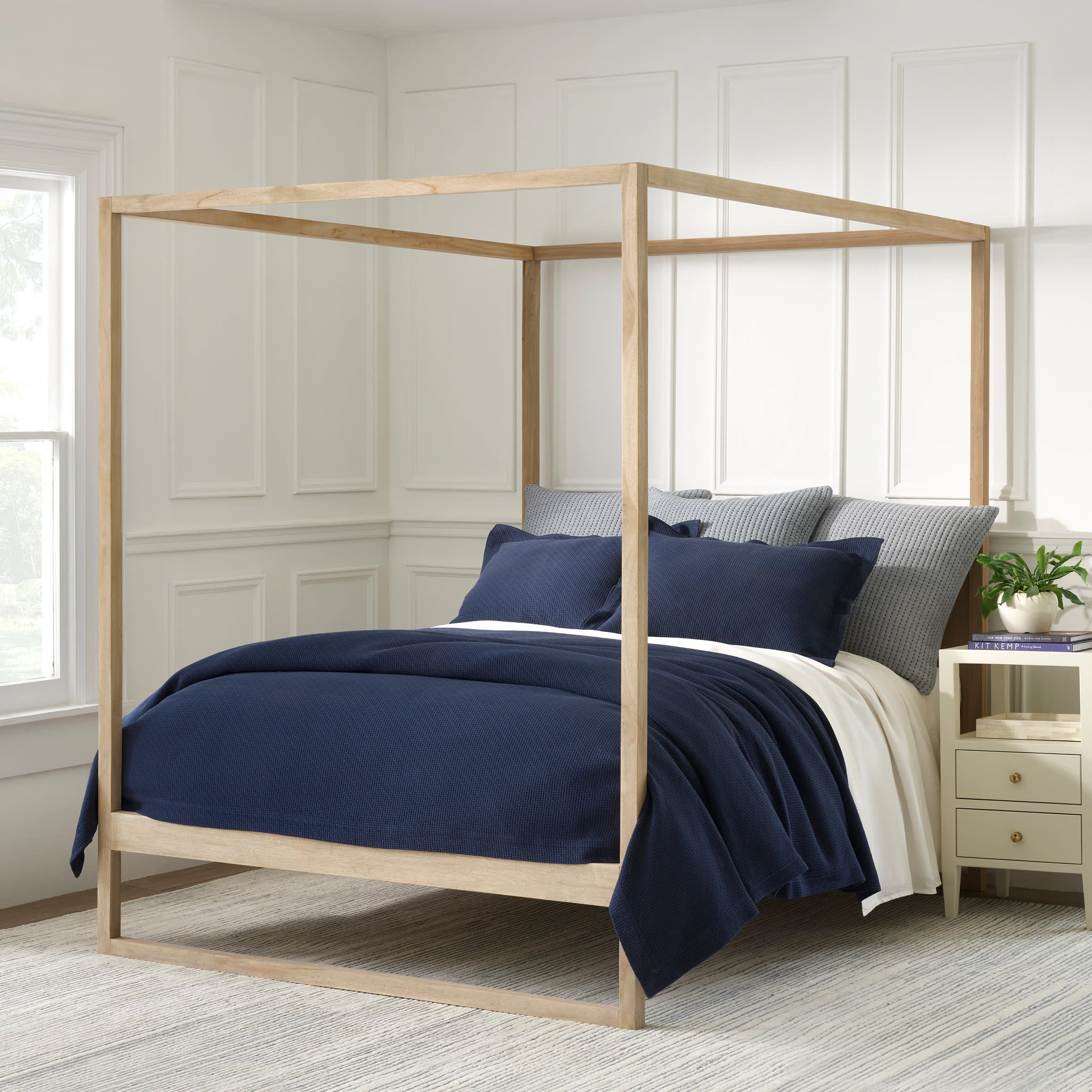 Pick Stitch Matelasse Sham | Navy - Image 3