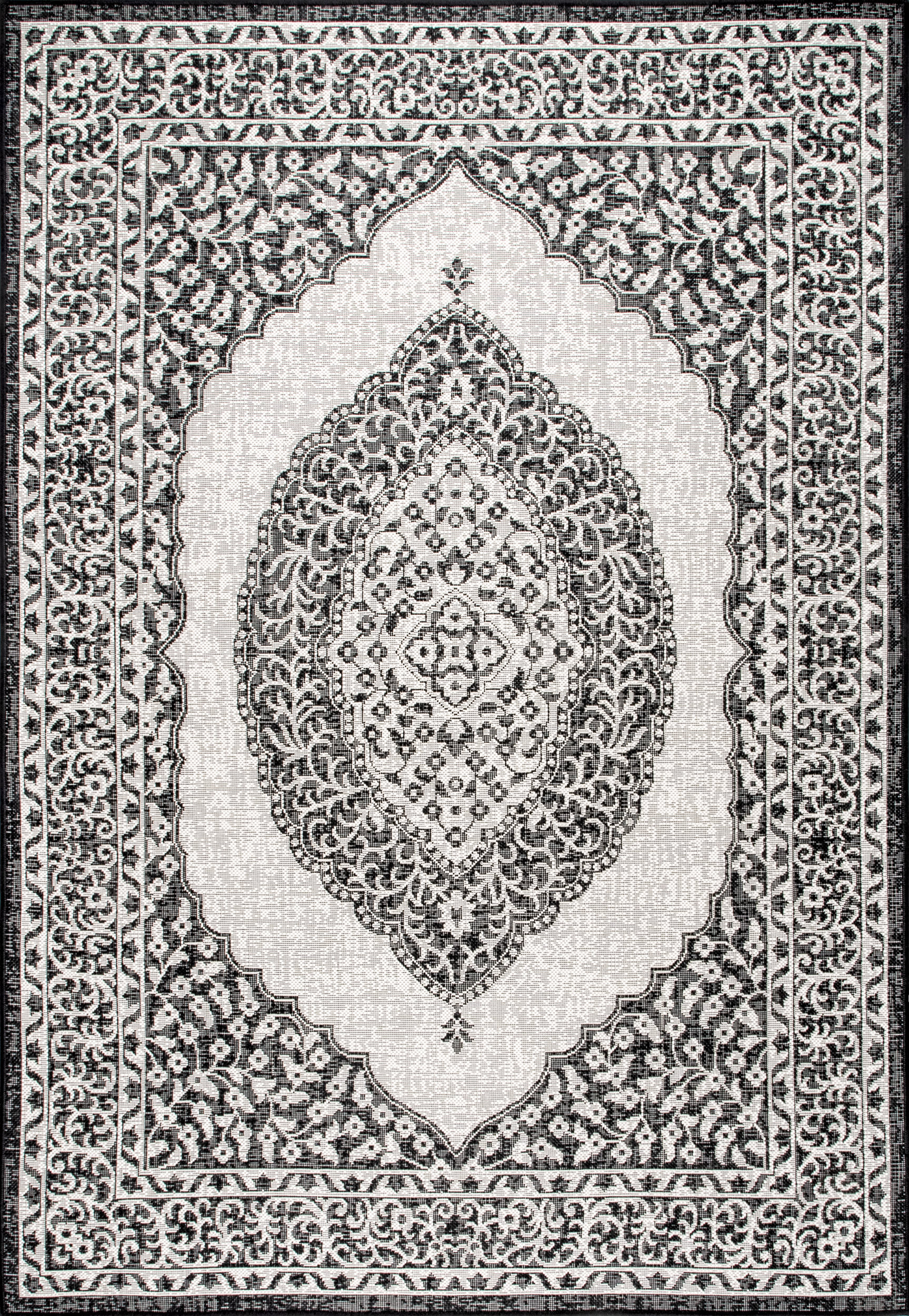 Iris Medallion Indoor/Outdoor Rug | Black