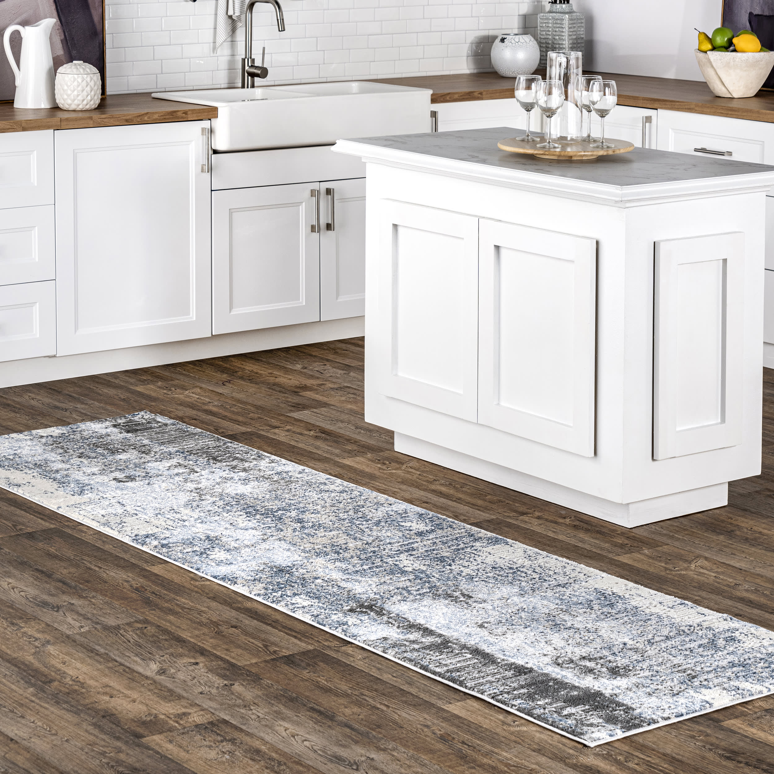Iris Textured Abstract Rug | Blue - Image 2
